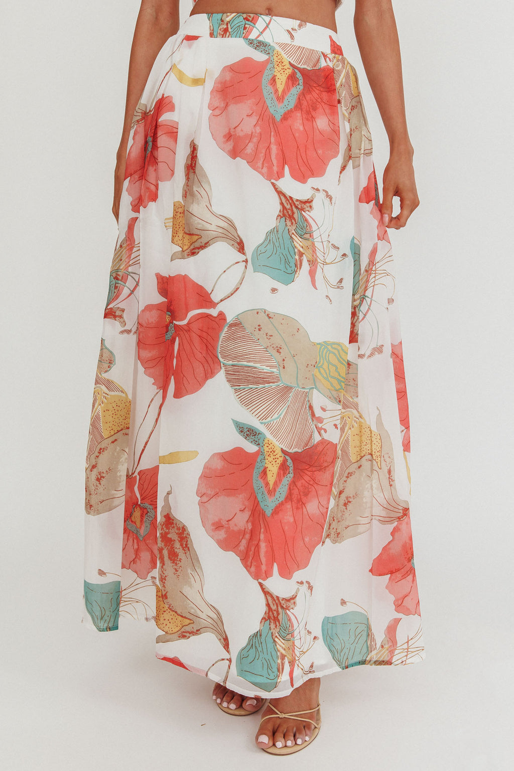 Simple Things A-Line Maxi Skirt Floral White by Selfie Leslie Australia