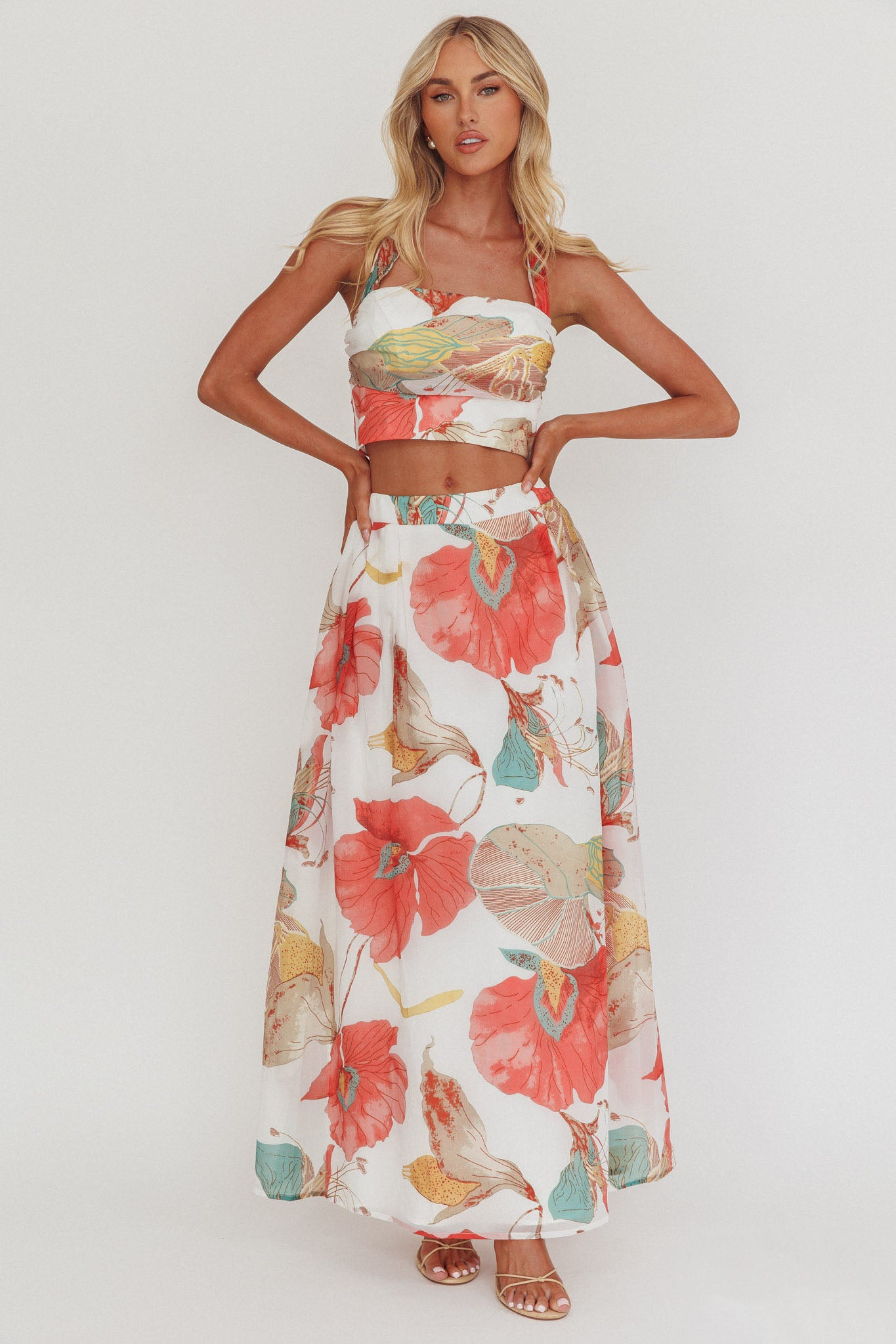 Simple Things A-Line Maxi Skirt Floral White by Selfie Leslie Australia
