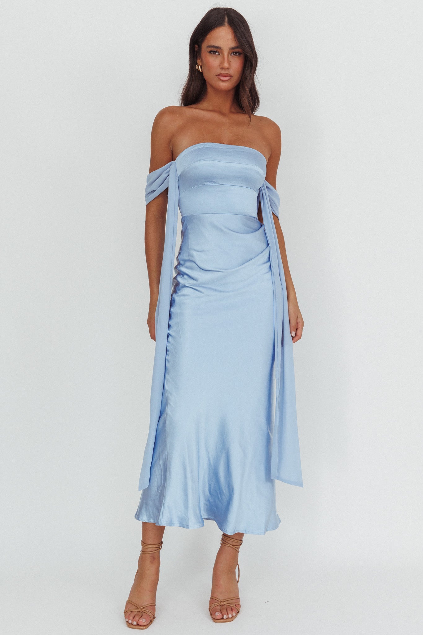Odayah Draped Sleeve Maxi Dress Blue by Selfie Leslie Australia