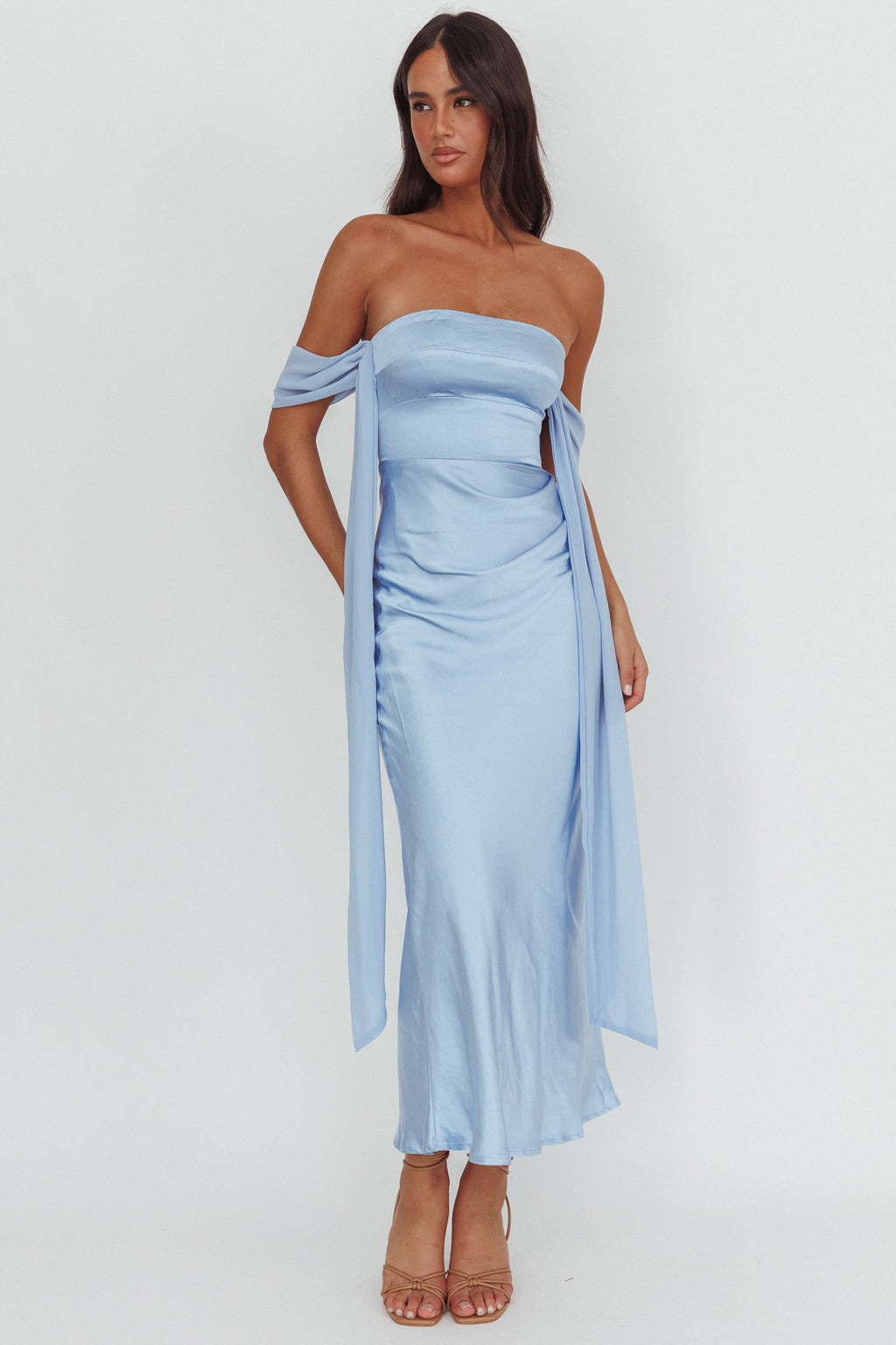 Odayah Draped Sleeve Maxi Dress Blue by Selfie Leslie Australia