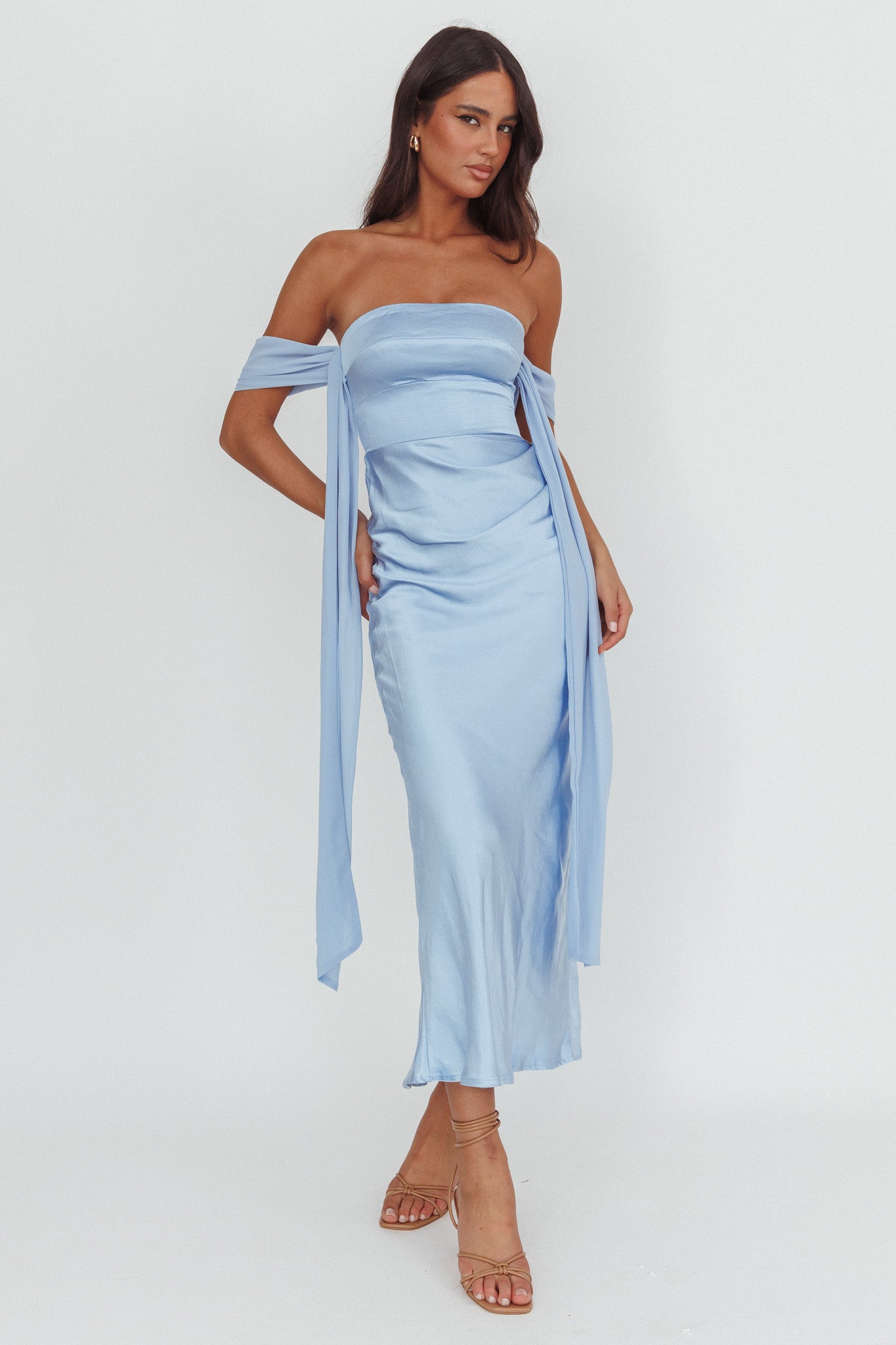 Odayah Draped Sleeve Maxi Dress Blue by Selfie Leslie Australia