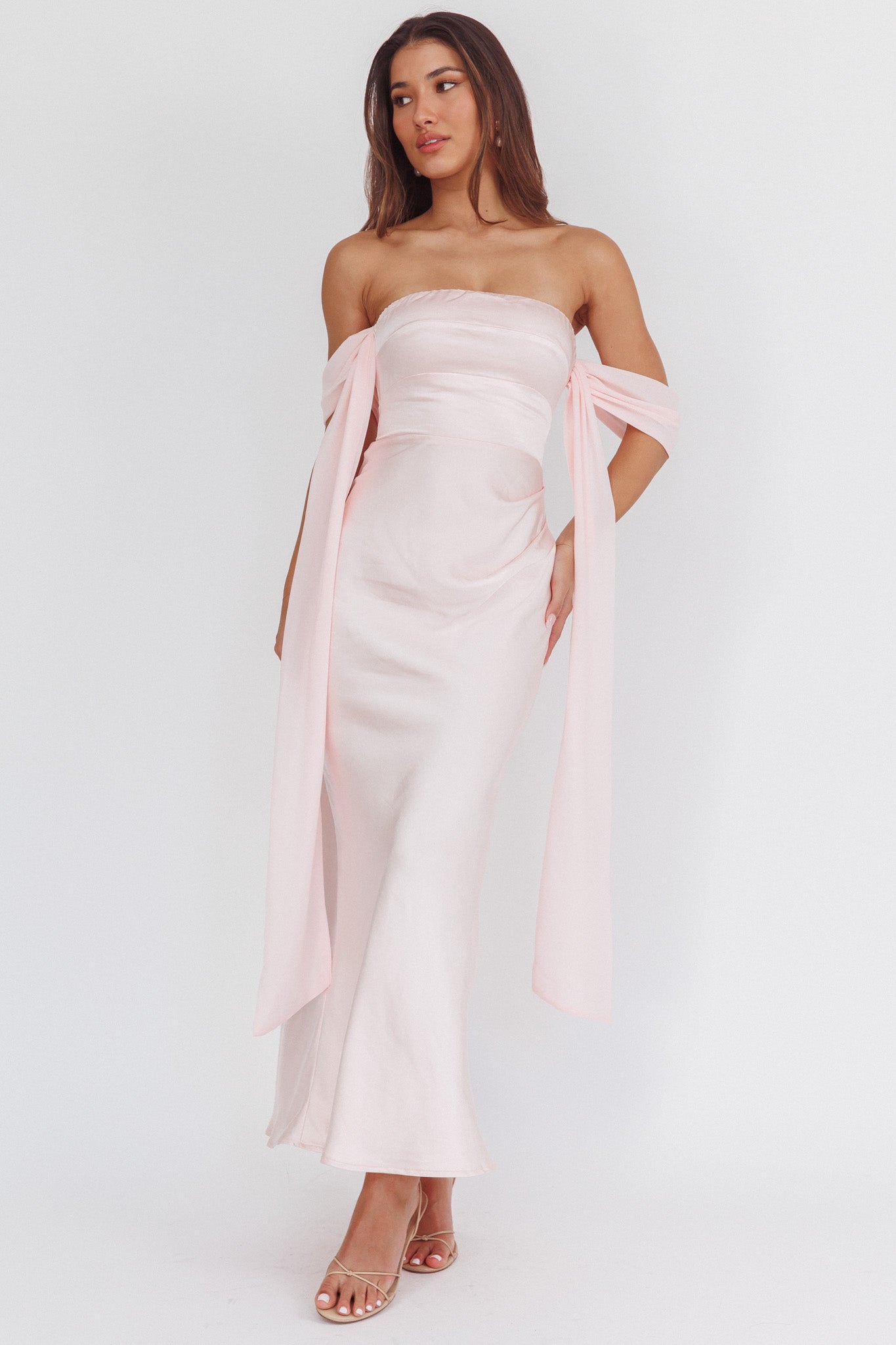 Odayah Draped Sleeve Maxi Dress Pink by Selfie Leslie Australia