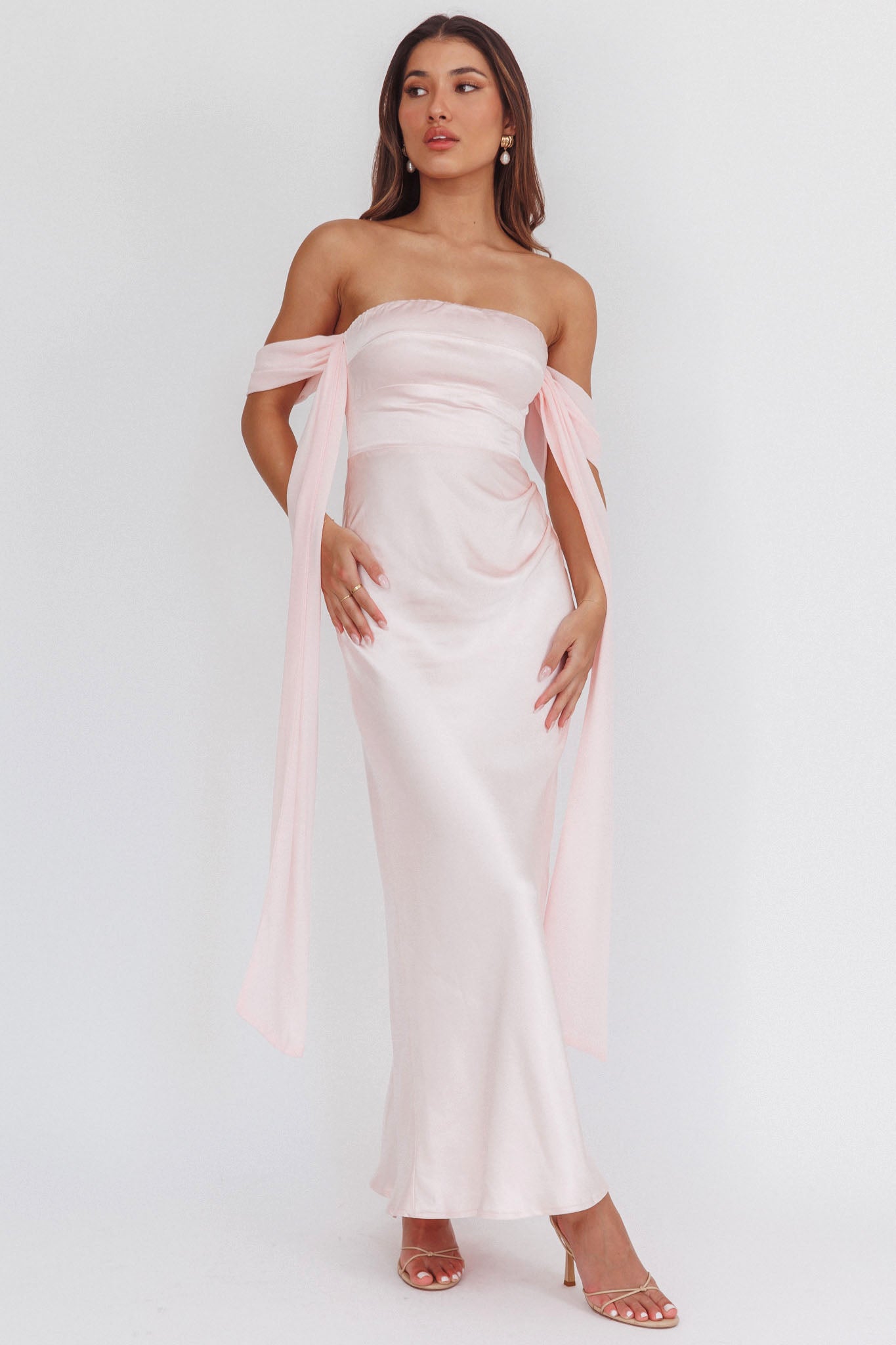 Odayah Draped Sleeve Maxi Dress Pink by Selfie Leslie Australia