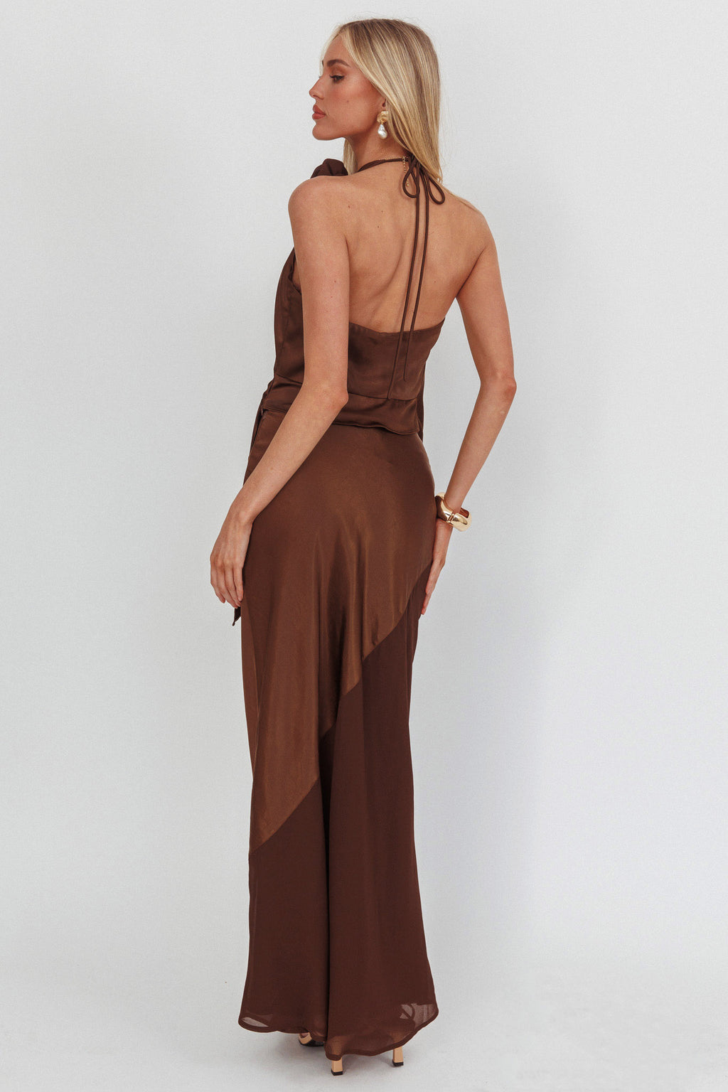 Easy Love Contrast Maxi Skirt Chocolate by Selfie Leslie Australia