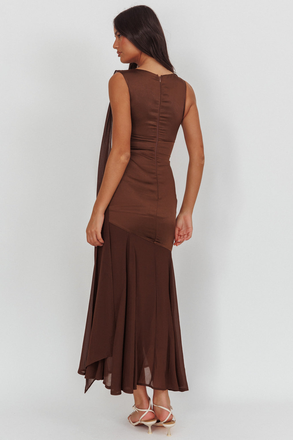 Meliza Keyhole Bust Maxi Dress Chocolate by Selfie Leslie Australia