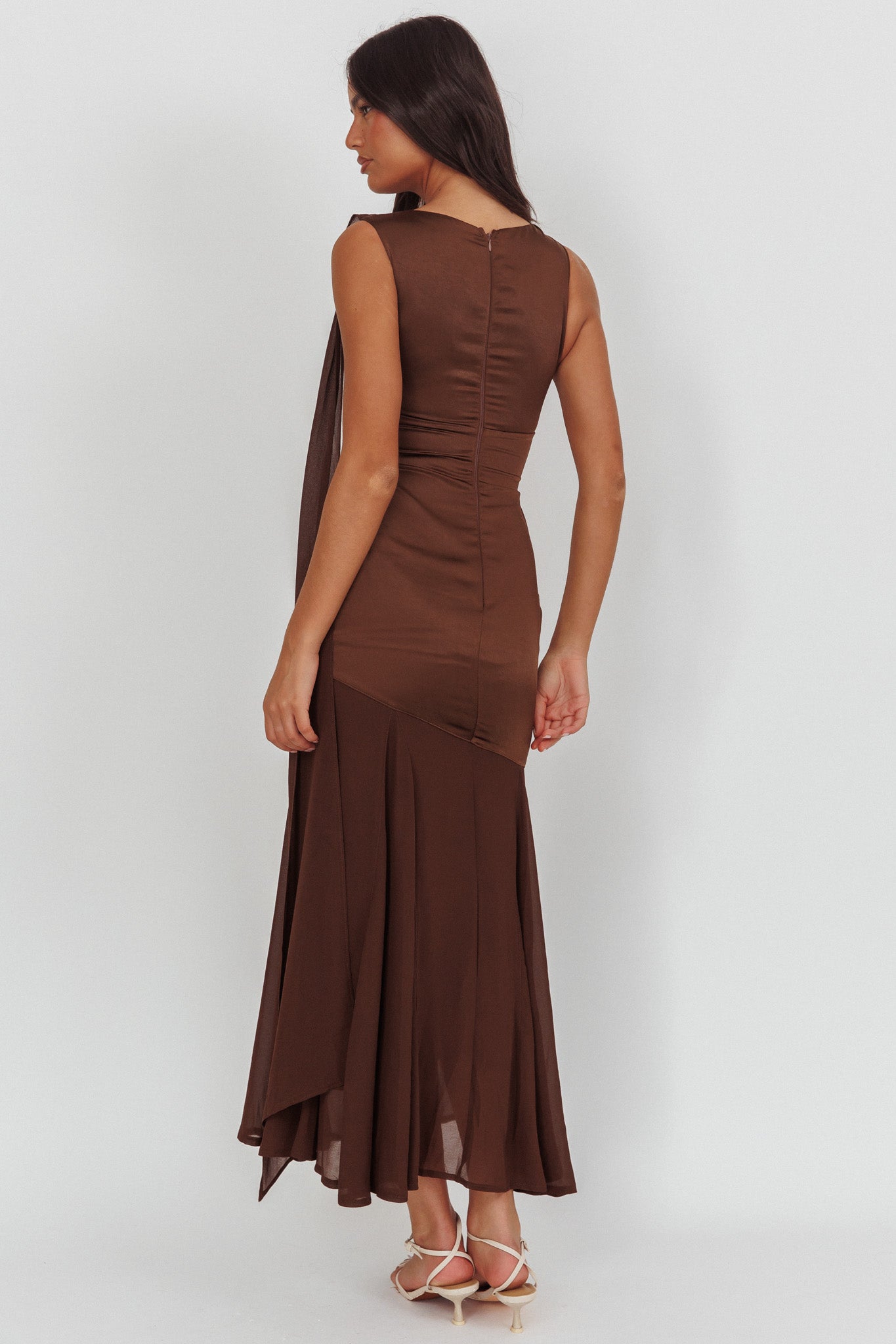 Meliza Keyhole Bust Maxi Dress Chocolate by Selfie Leslie Australia
