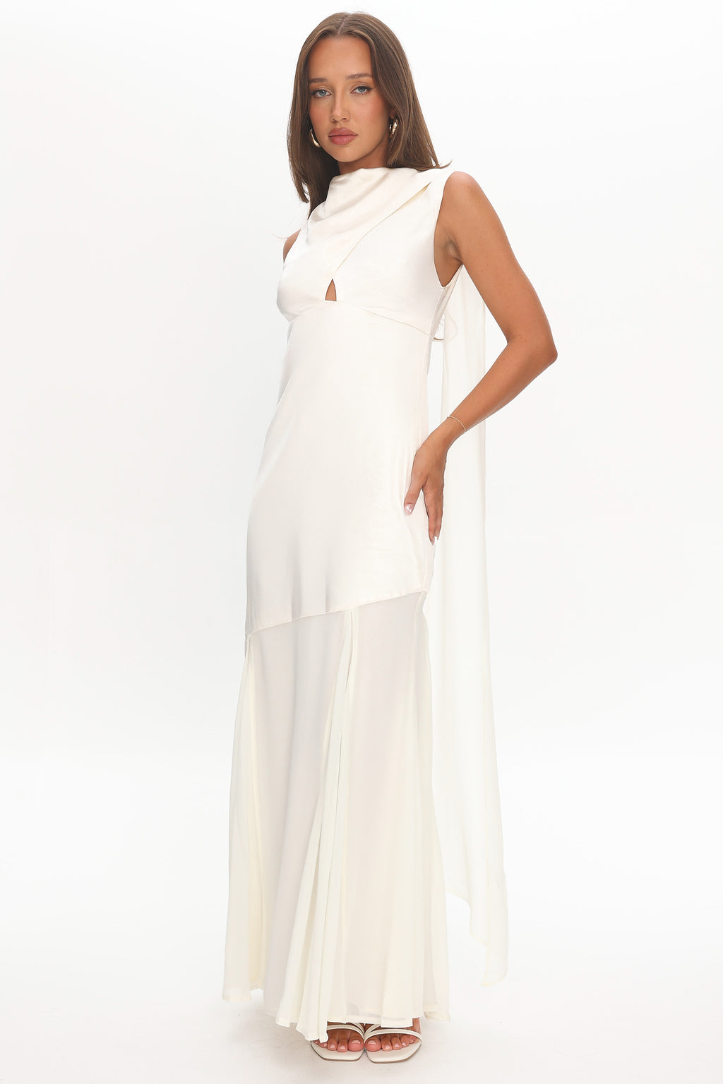Meliza Keyhole Bust Maxi Dress Oyster by Selfie Leslie Australia