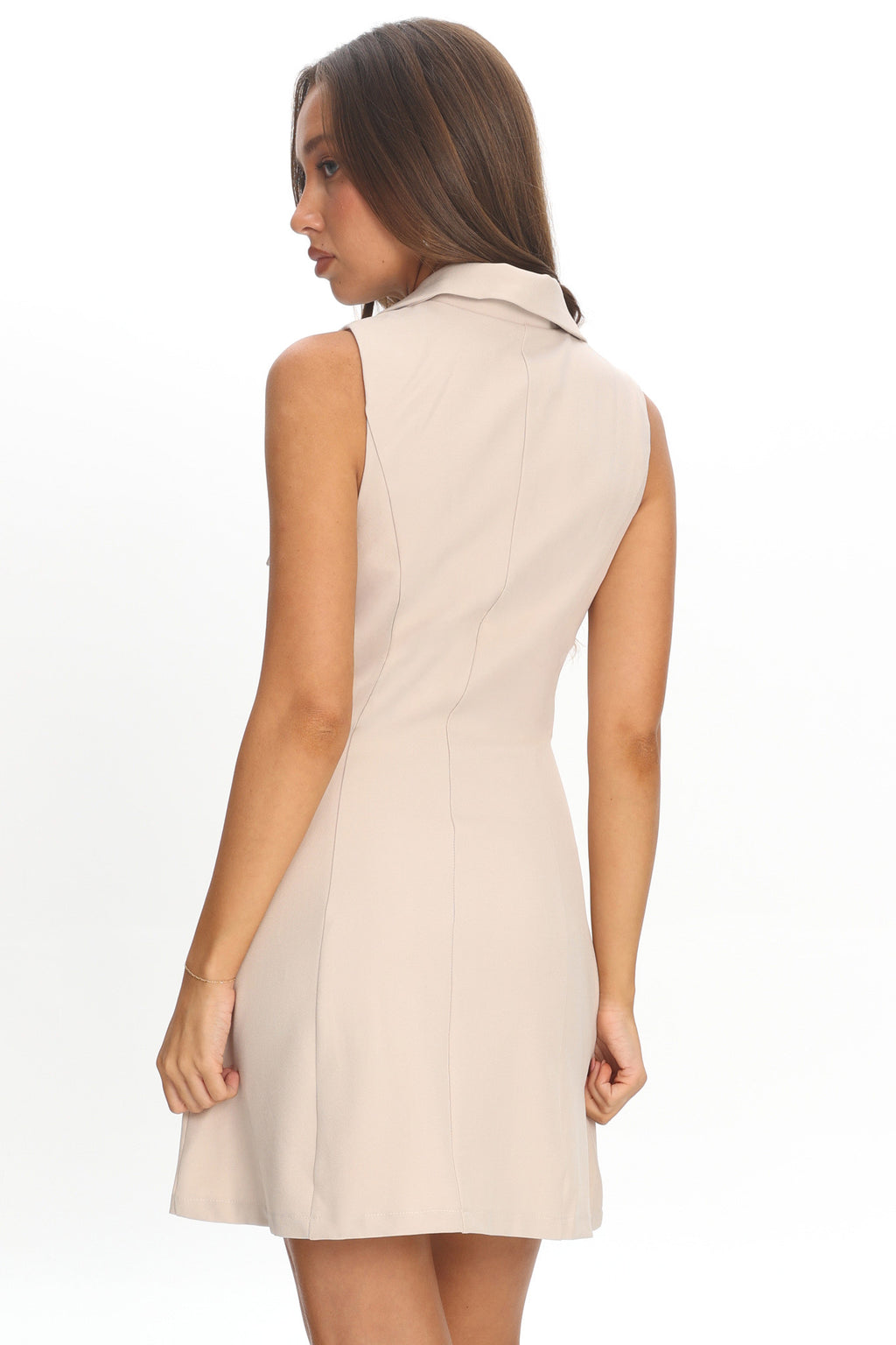 Cary Gold Button Collared Mini Dress Latte by Selfie Leslie Australia