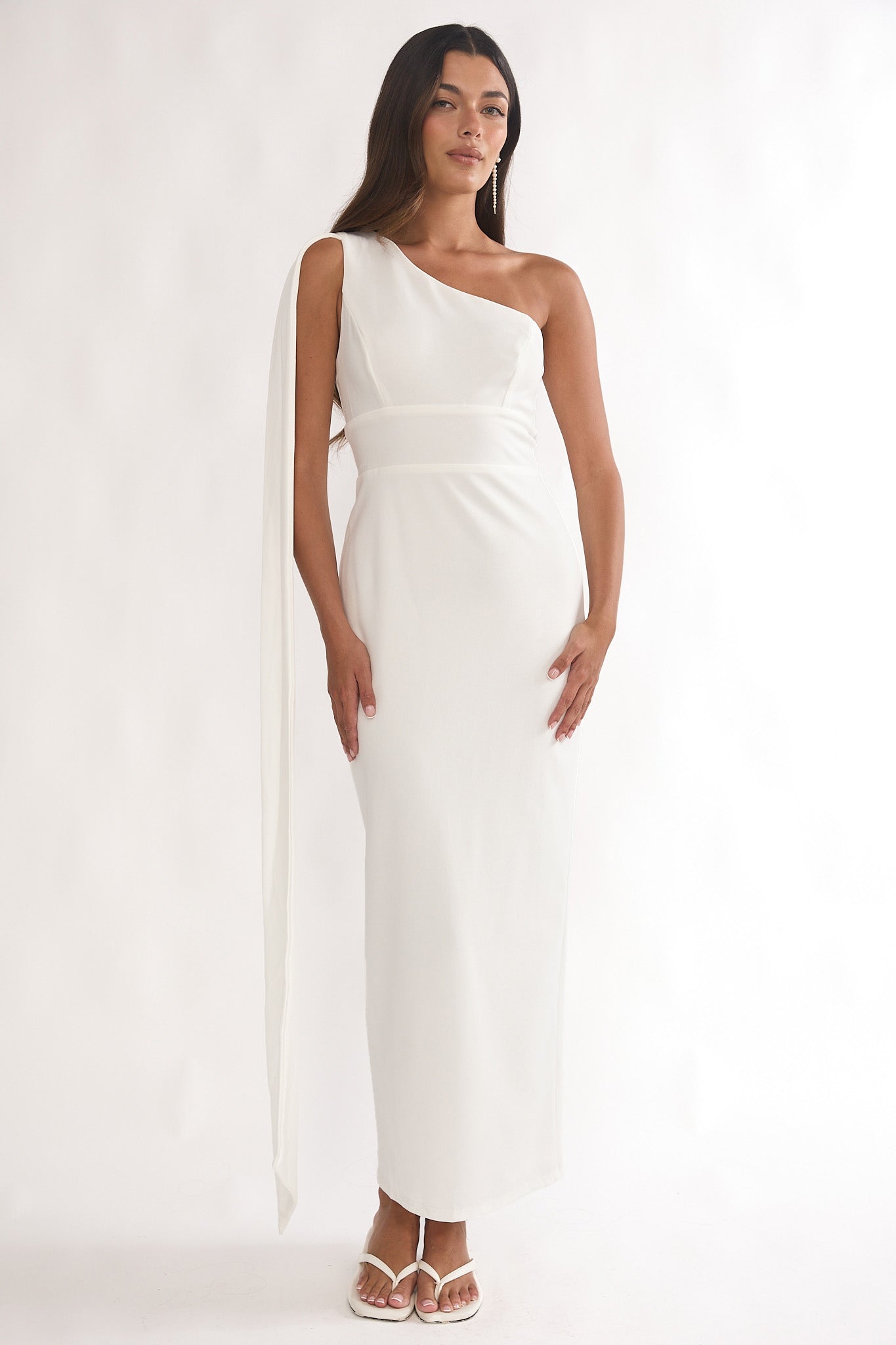 Verra One-Shoulder Sash Maxi Dress White by Selfie Leslie Australia