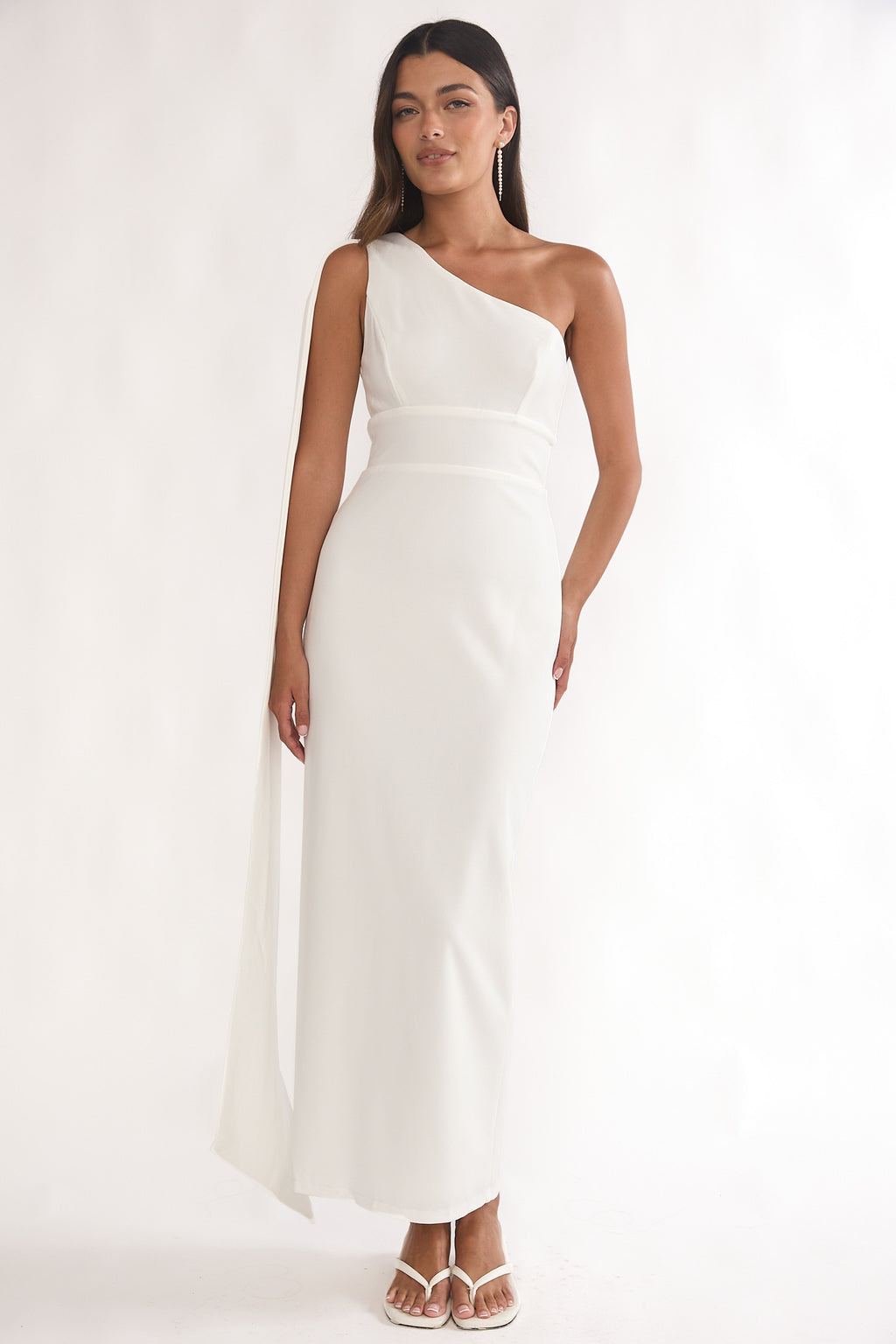 Verra One-Shoulder Sash Maxi Dress White by Selfie Leslie Australia