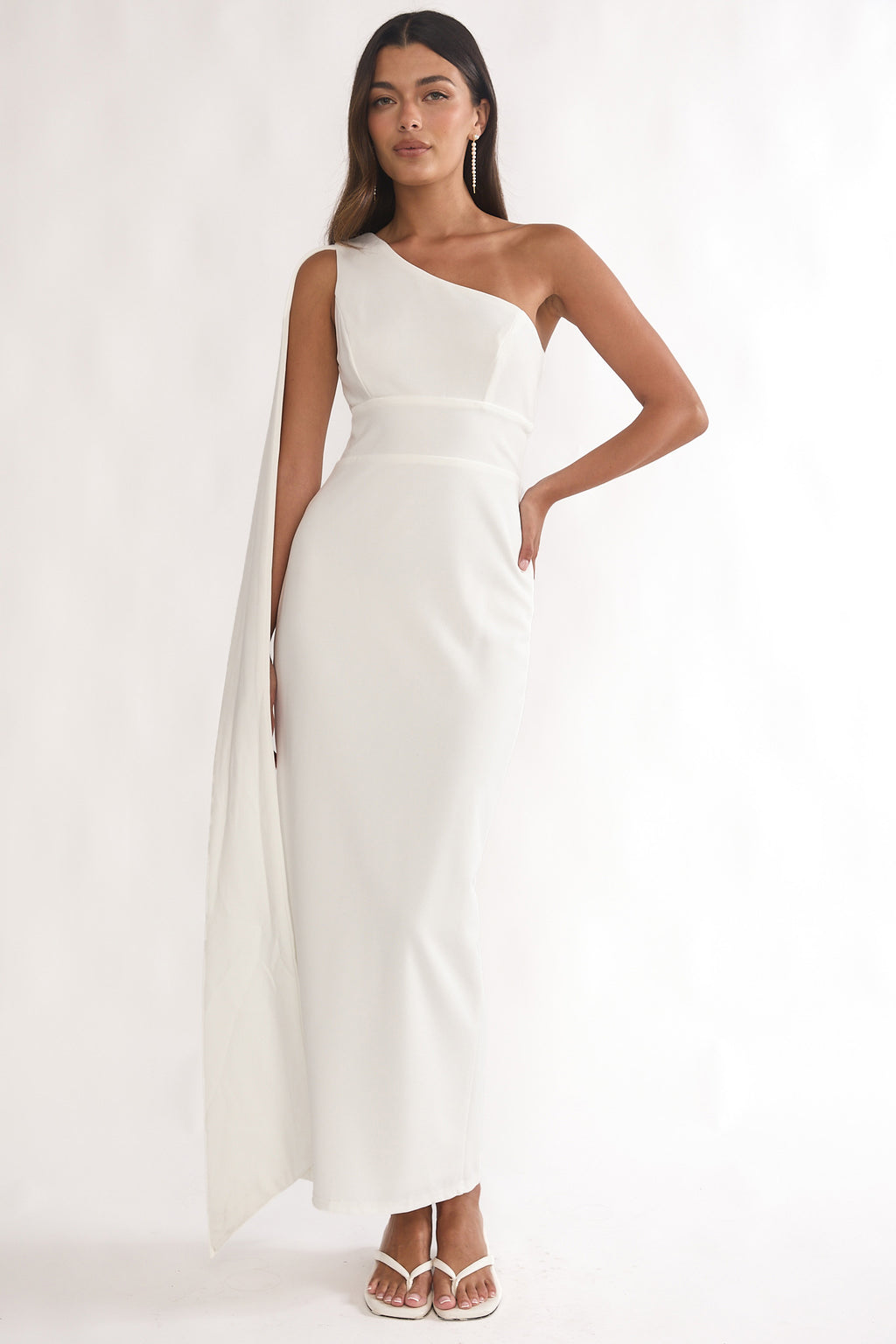 Verra One-Shoulder Sash Maxi Dress White by Selfie Leslie Australia