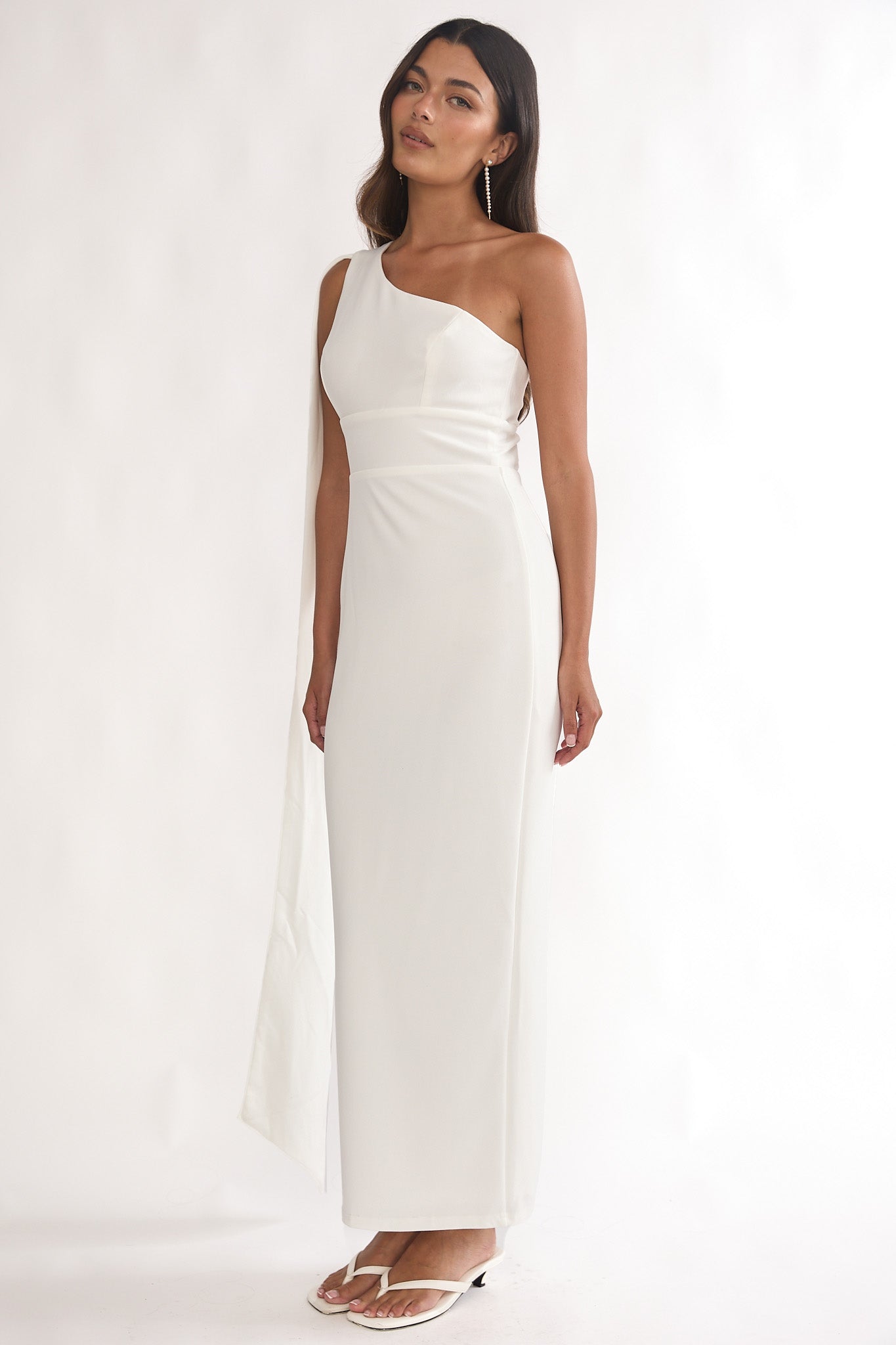Verra One-Shoulder Sash Maxi Dress White by Selfie Leslie Australia