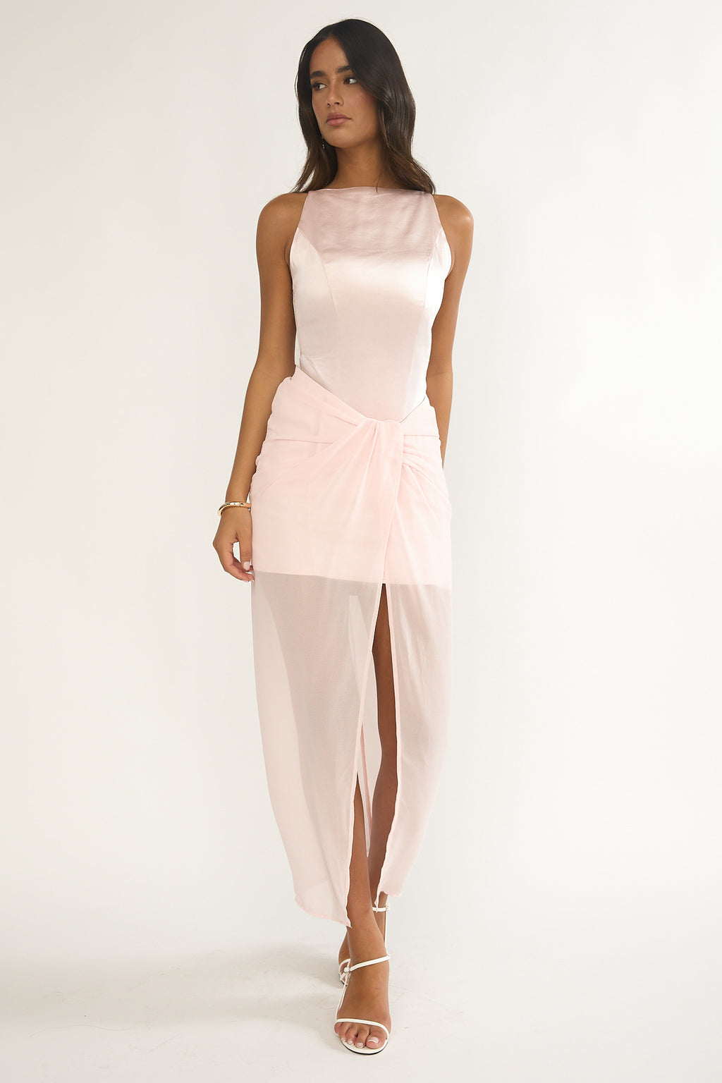 Amelisse Sheer Waist Wrap Maxi Dress Pink by Selfie Leslie Australia