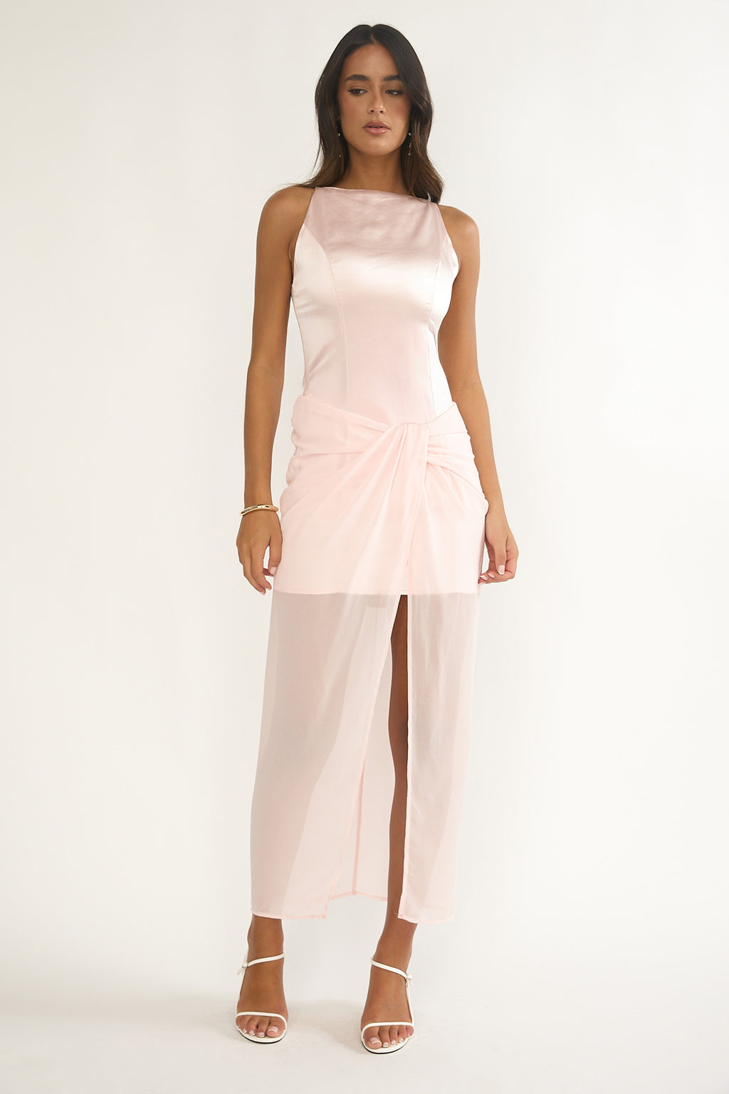Amelisse Sheer Waist Wrap Maxi Dress Pink by Selfie Leslie Australia
