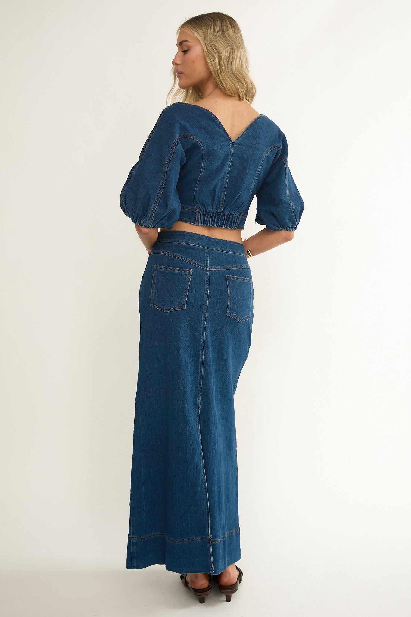 Kaelis Pocket Maxi Skirt Denim by Selfie Leslie Australia