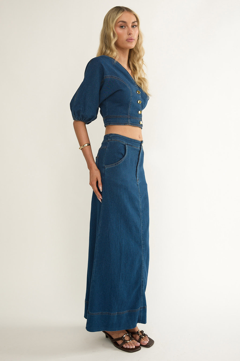 Kaelis Pocket Maxi Skirt Denim by Selfie Leslie Australia
