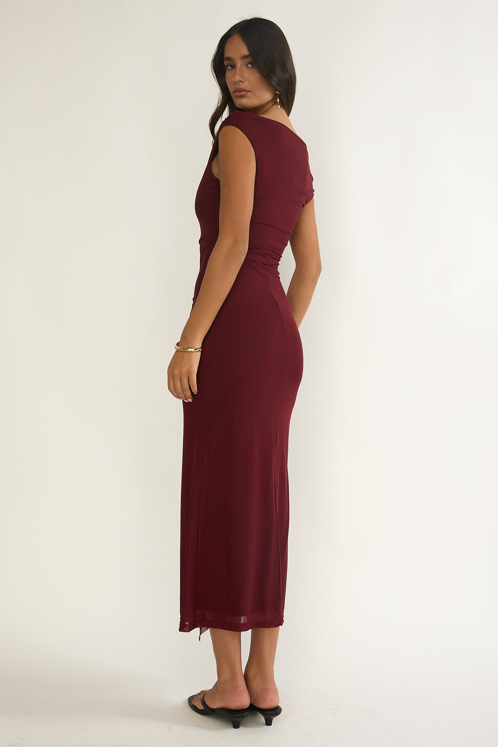 Lyssia Off-Shoulder Waist Sash Maxi Dress Cherry by Selfie Leslie Australia