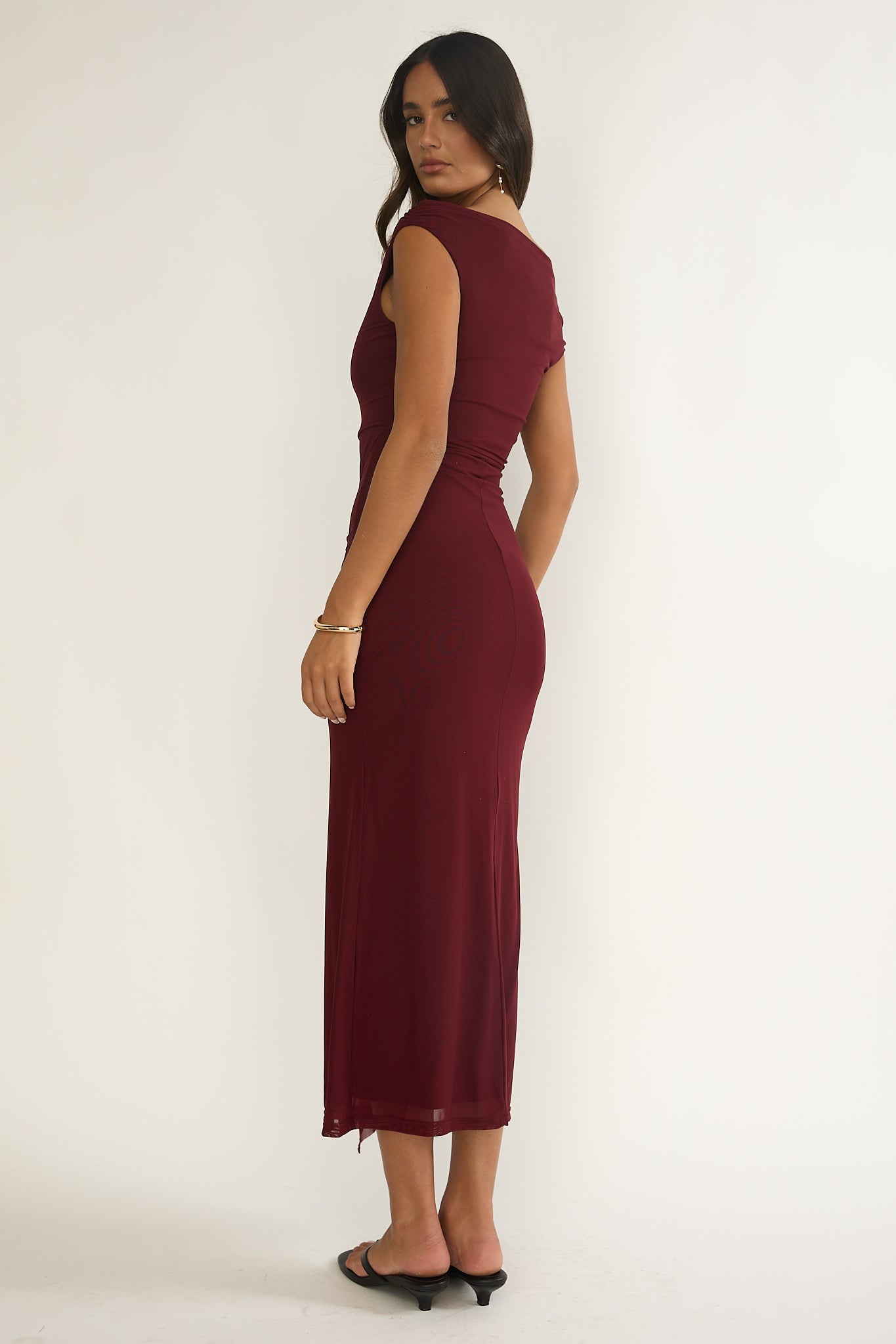 Lyssia Off-Shoulder Waist Sash Maxi Dress Cherry by Selfie Leslie Australia