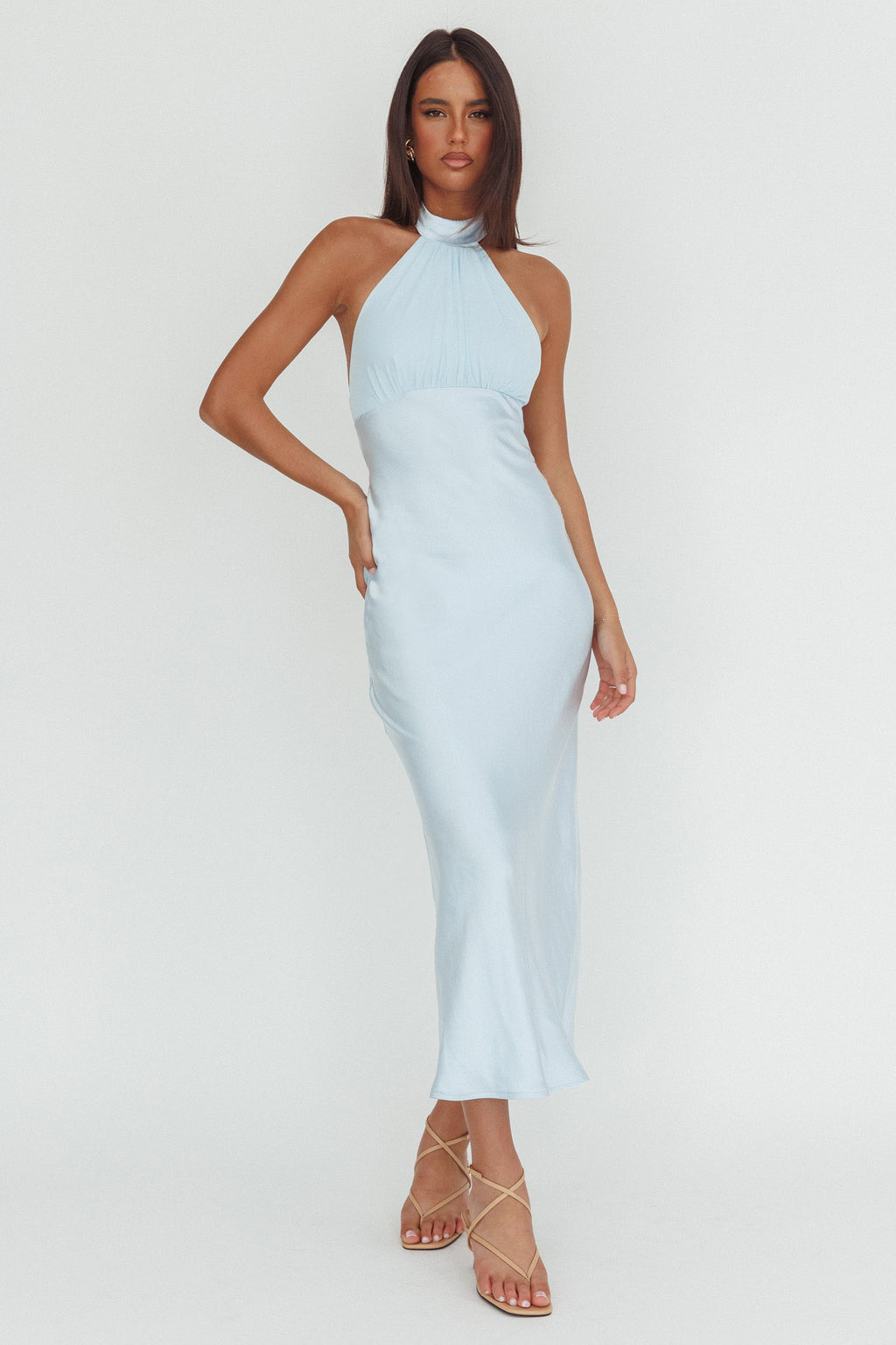 Kaivira Halterneck Maxi Dress Ice Blue by Selfie Leslie Australia