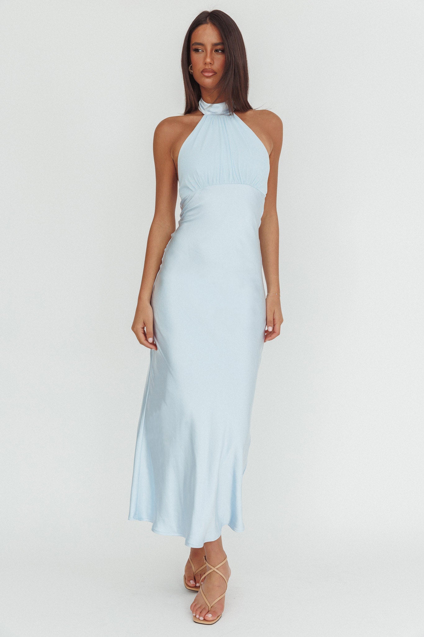 Kaivira Halterneck Maxi Dress Ice Blue by Selfie Leslie Australia