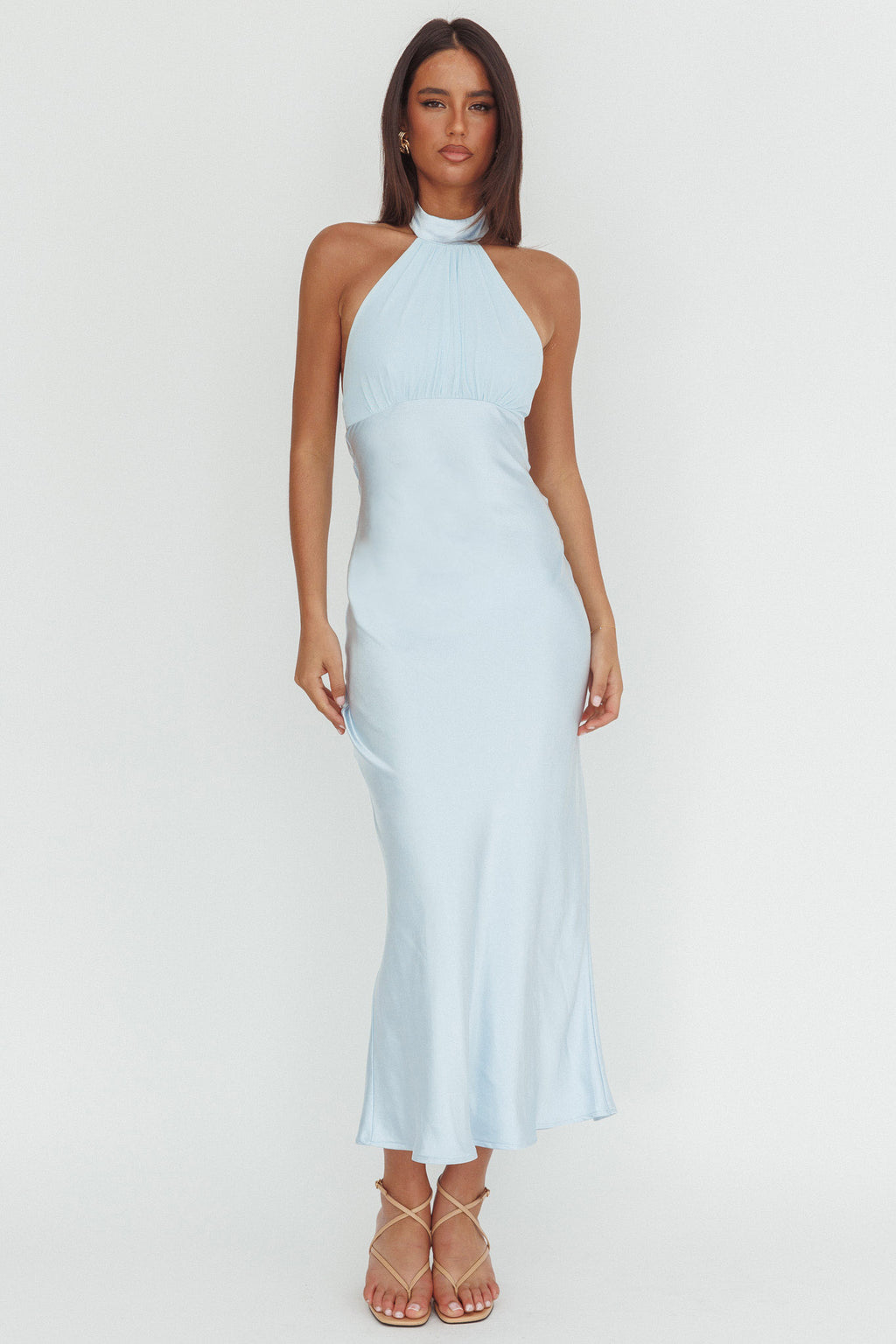 Kaivira Halterneck Maxi Dress Ice Blue by Selfie Leslie Australia