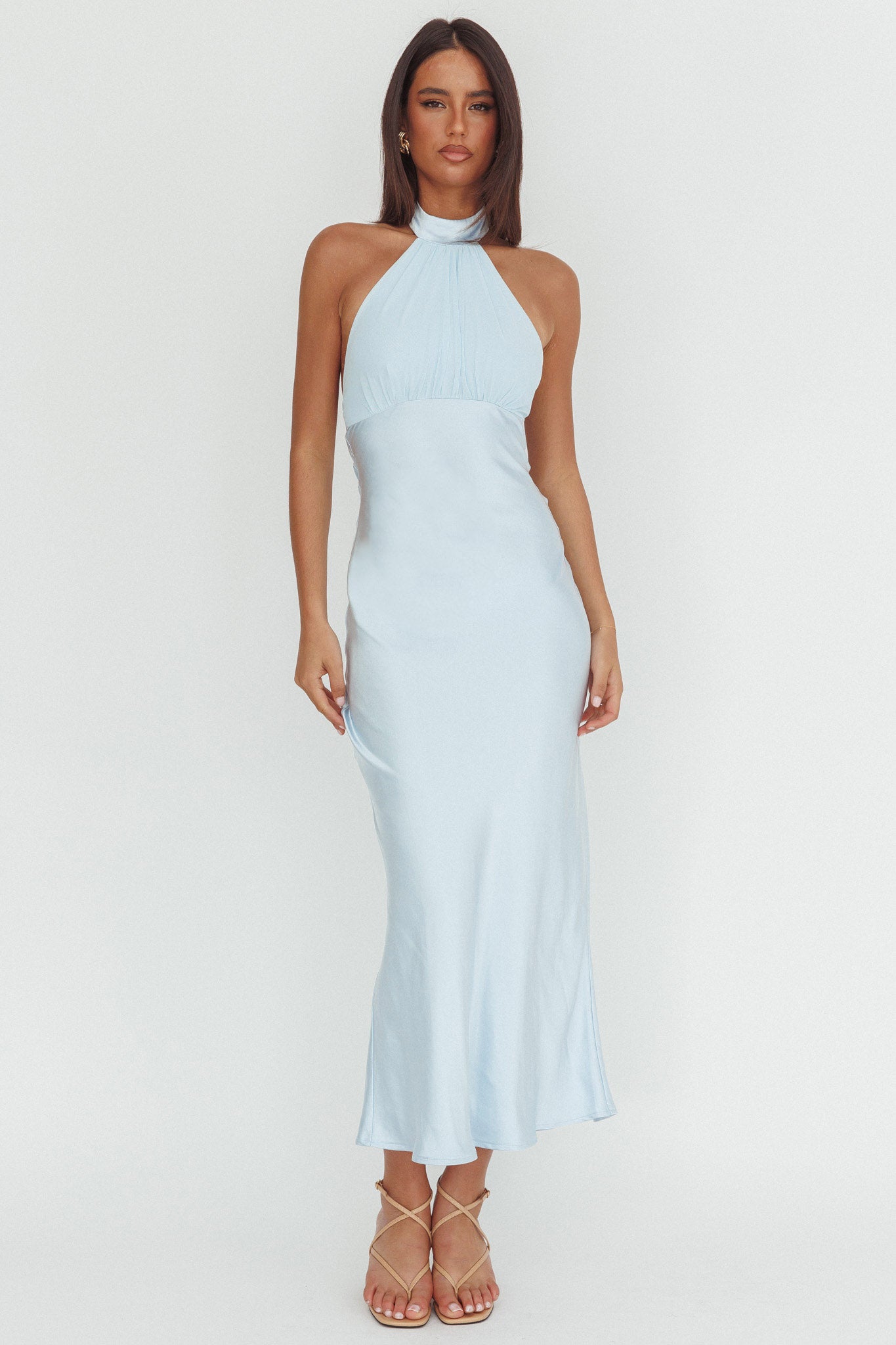 Kaivira Halterneck Maxi Dress Ice Blue by Selfie Leslie Australia