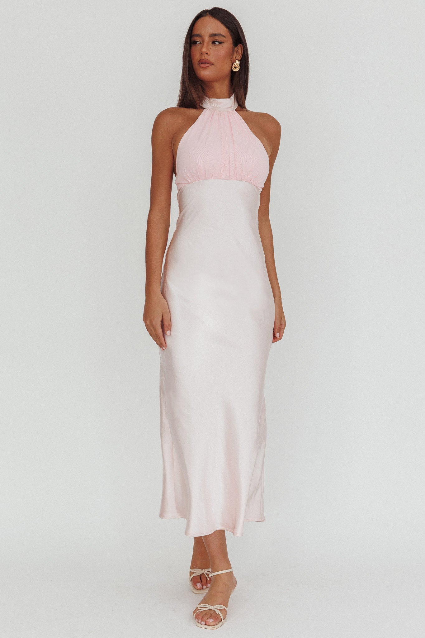 Kaivira Halterneck Maxi Dress Pink by Selfie Leslie Australia
