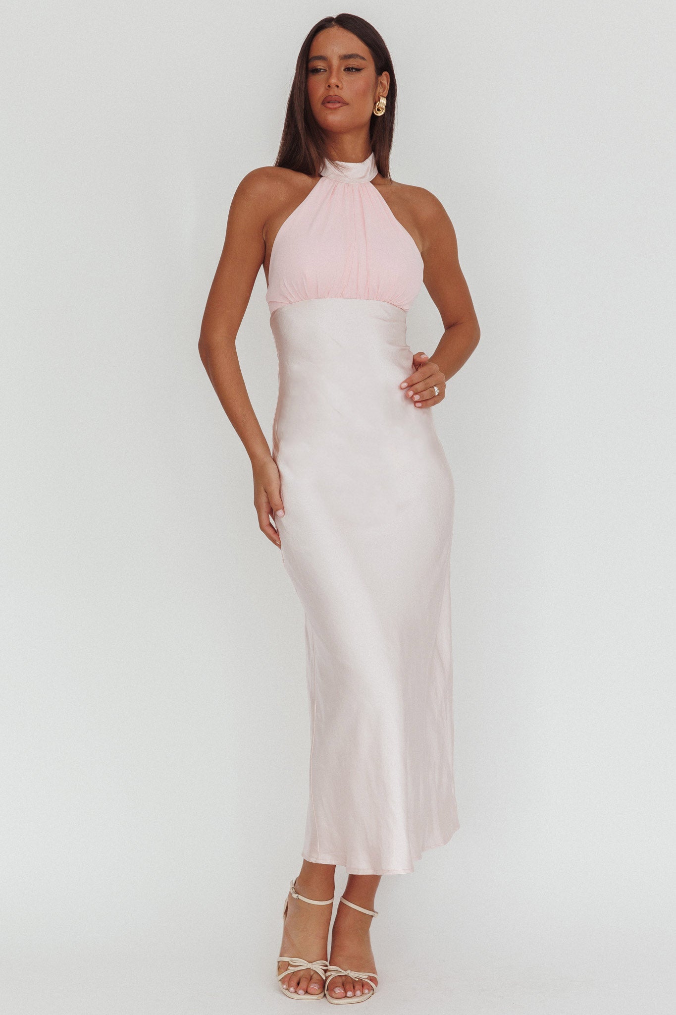 Kaivira Halterneck Maxi Dress Pink by Selfie Leslie Australia
