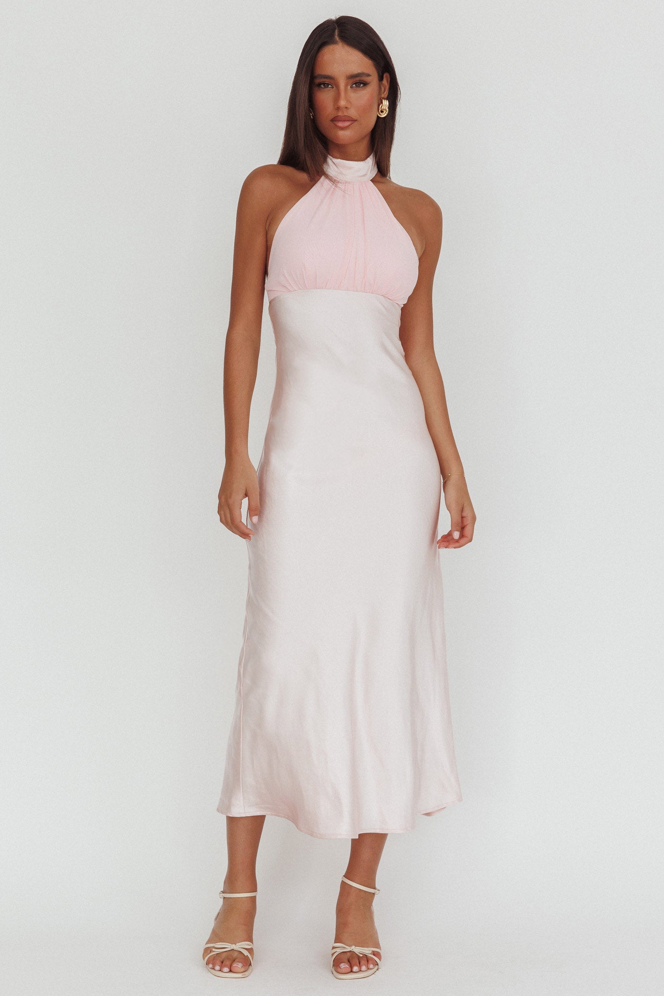 Kaivira Halterneck Maxi Dress Pink by Selfie Leslie Australia