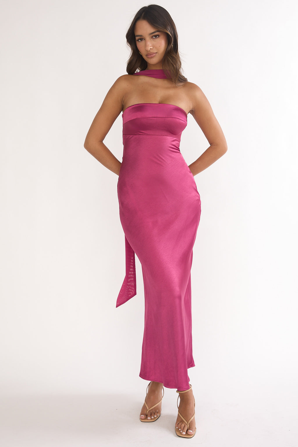 Lior Detachable Shoulder Maxi Dress Burgundy by Selfie Leslie Australia