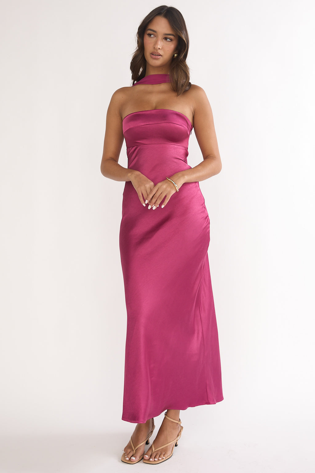 Lior Detachable Shoulder Maxi Dress Burgundy by Selfie Leslie Australia