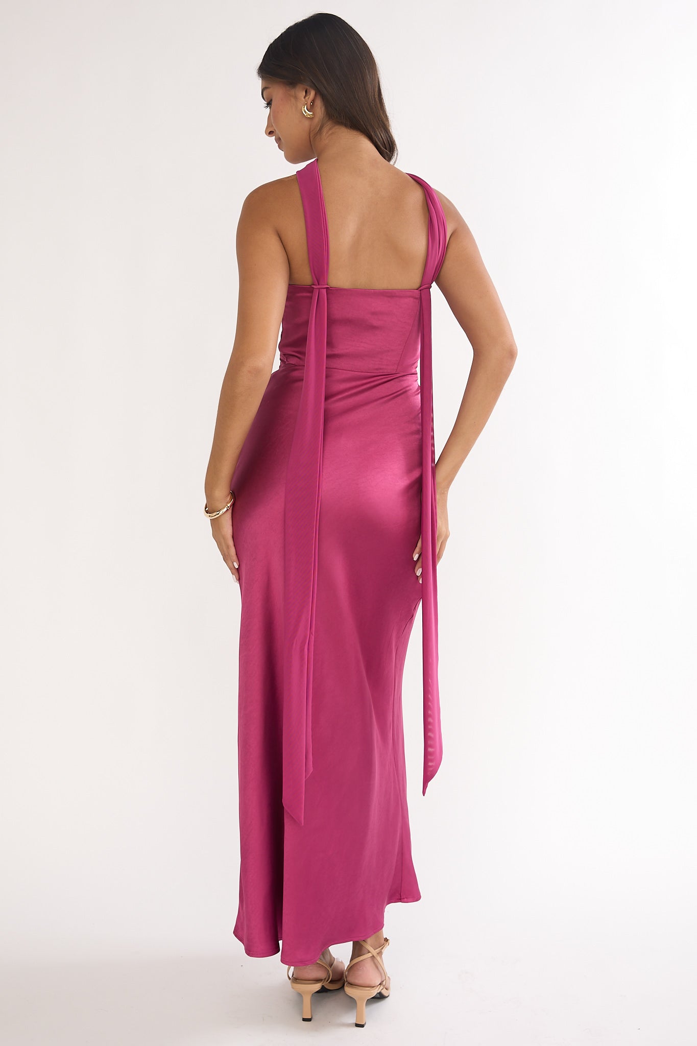 Lior Detachable Shoulder Maxi Dress Burgundy by Selfie Leslie Australia