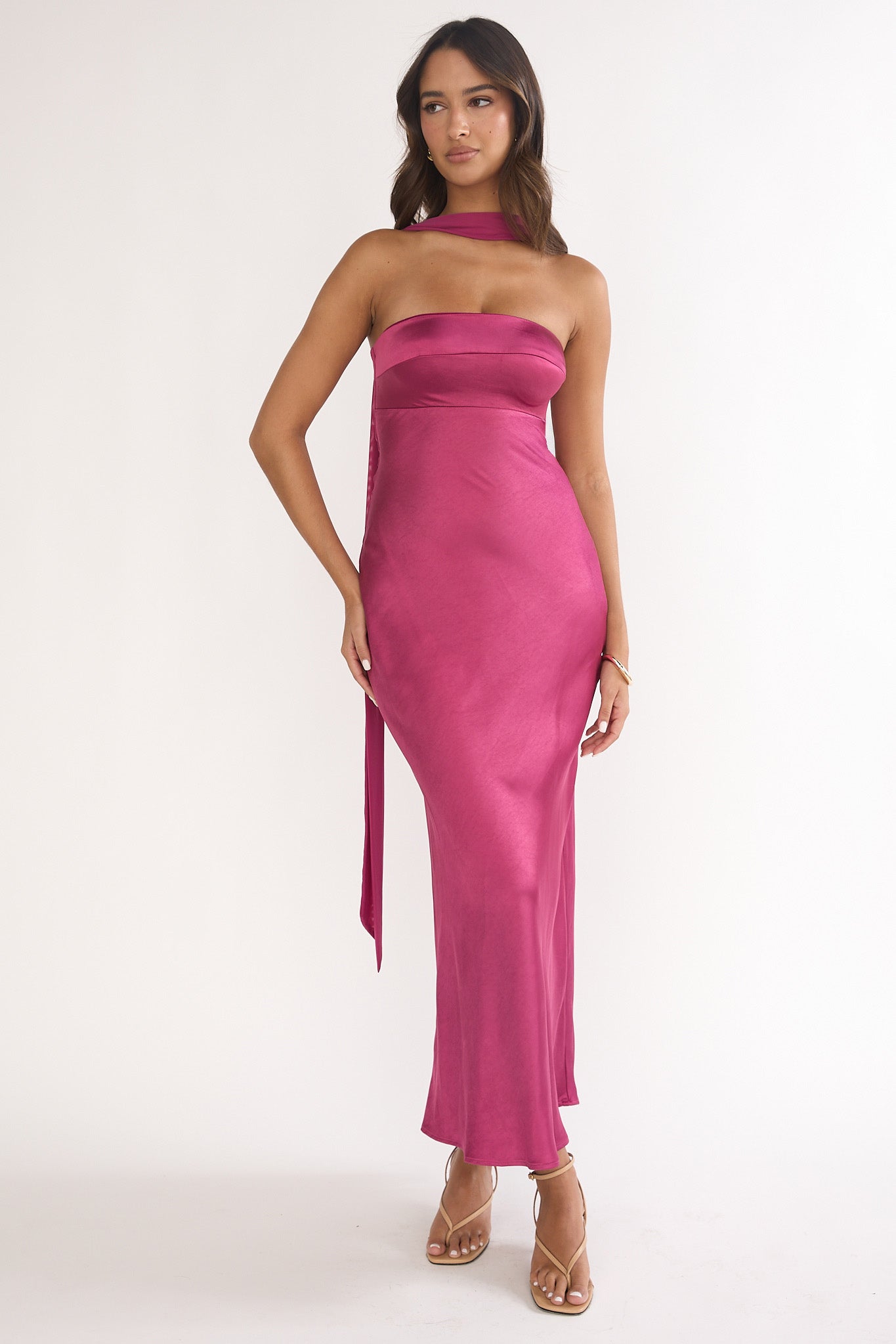 Lior Detachable Shoulder Maxi Dress Burgundy by Selfie Leslie Australia