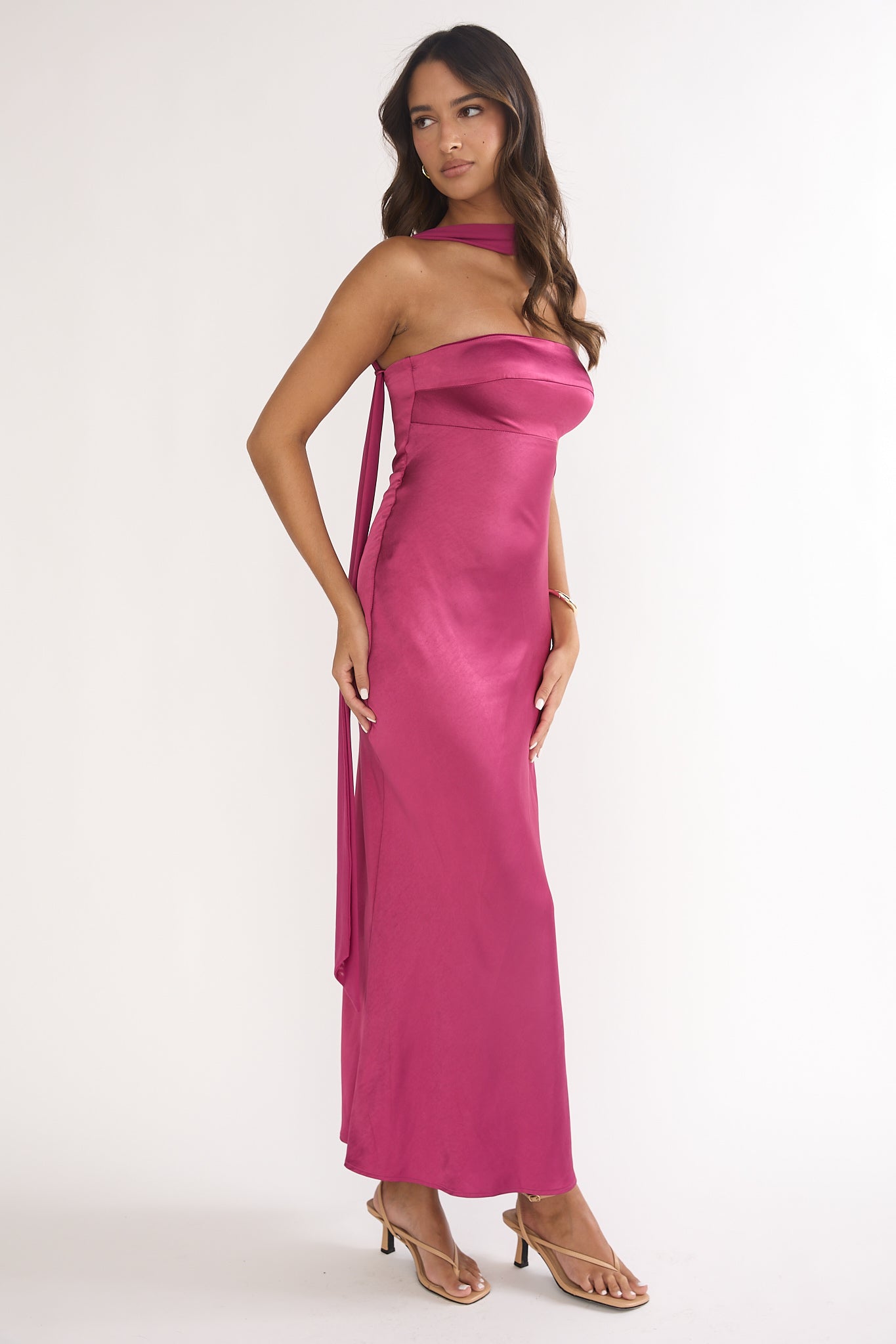 Lior Detachable Shoulder Maxi Dress Burgundy by Selfie Leslie Australia