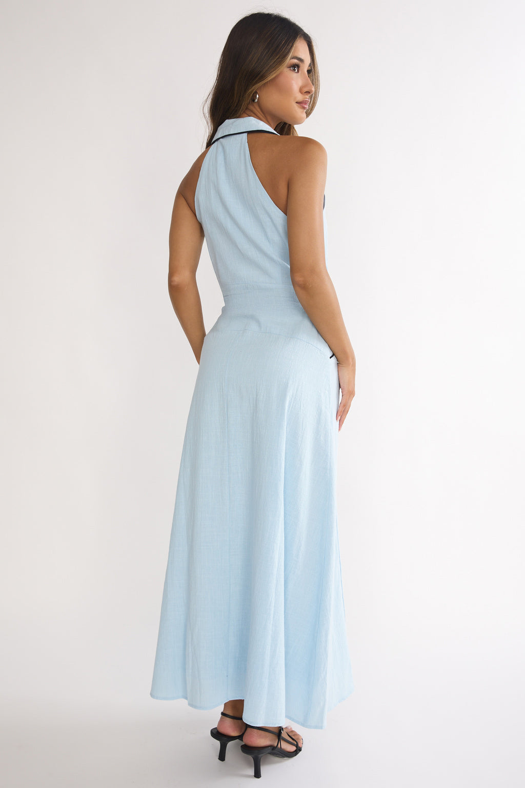 Teagun Collared Button Maxi Dress Blue by Selfie Leslie Australia