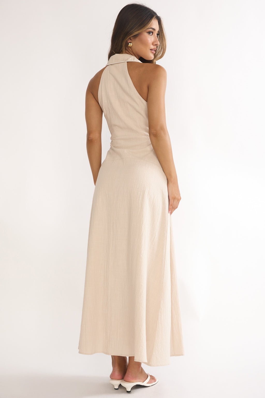 Teagun Collared Button Maxi Dress Stone by Selfie Leslie Australia