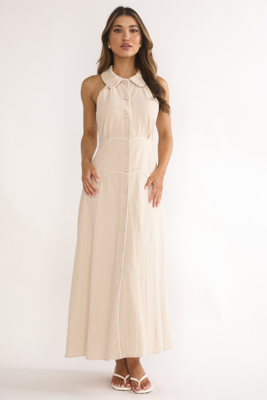 Teagun Collared Button Maxi Dress Stone by Selfie Leslie Australia
