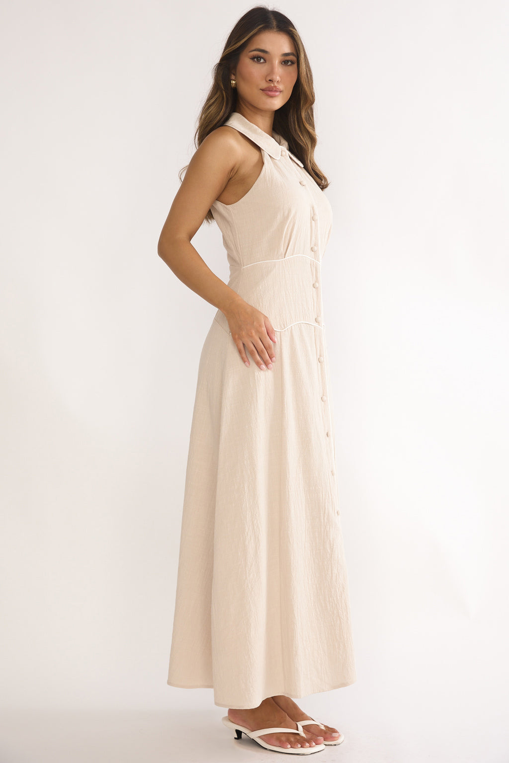Teagun Collared Button Maxi Dress Stone by Selfie Leslie Australia