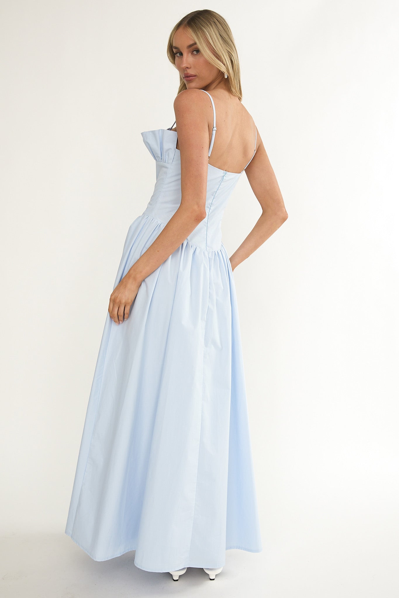 Pailin Frill Bust Maxi Dress Blue by Selfie Leslie Australia
