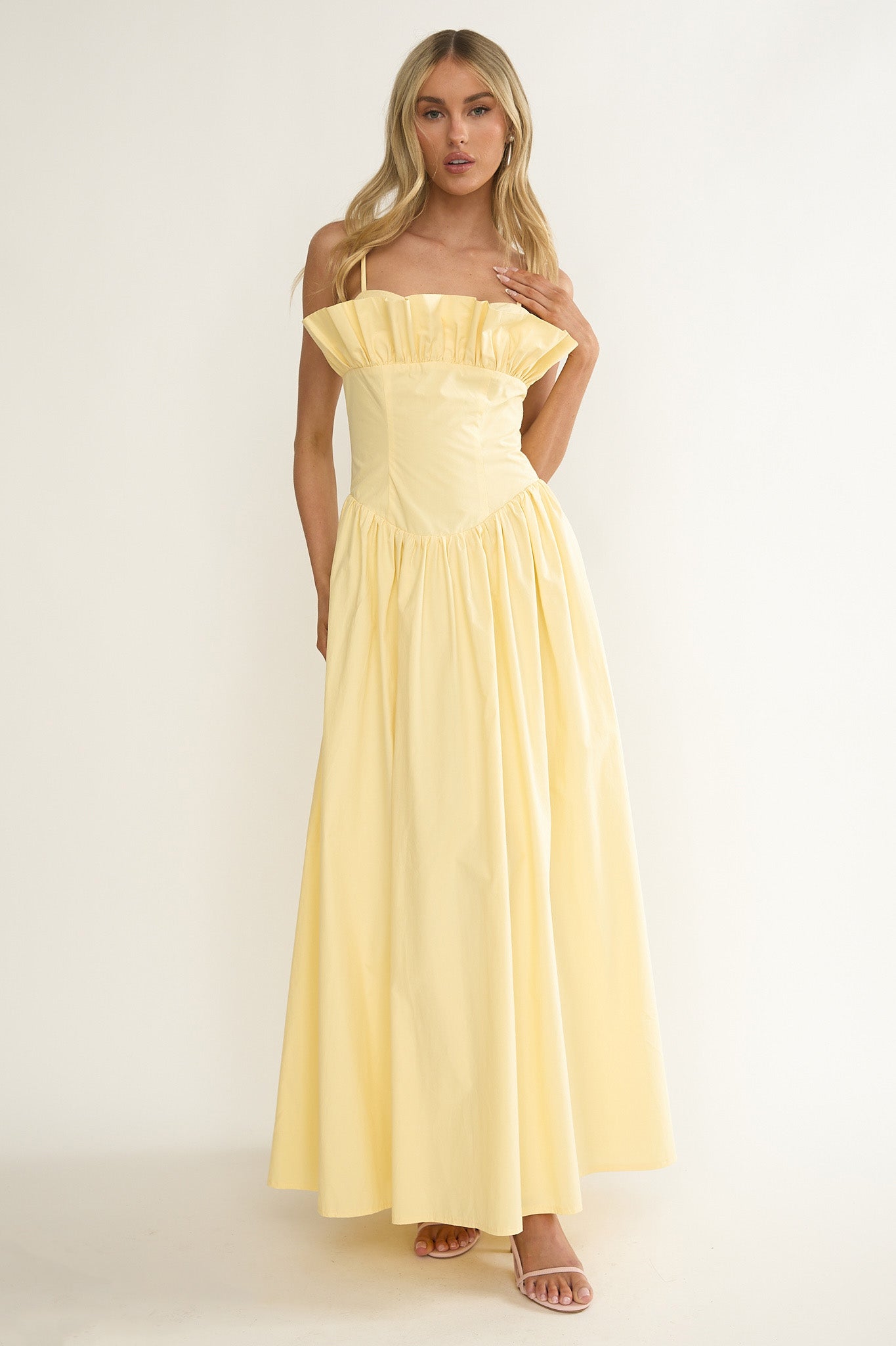 Pailin Frill Bust Maxi Dress Butter by Selfie Leslie Australia