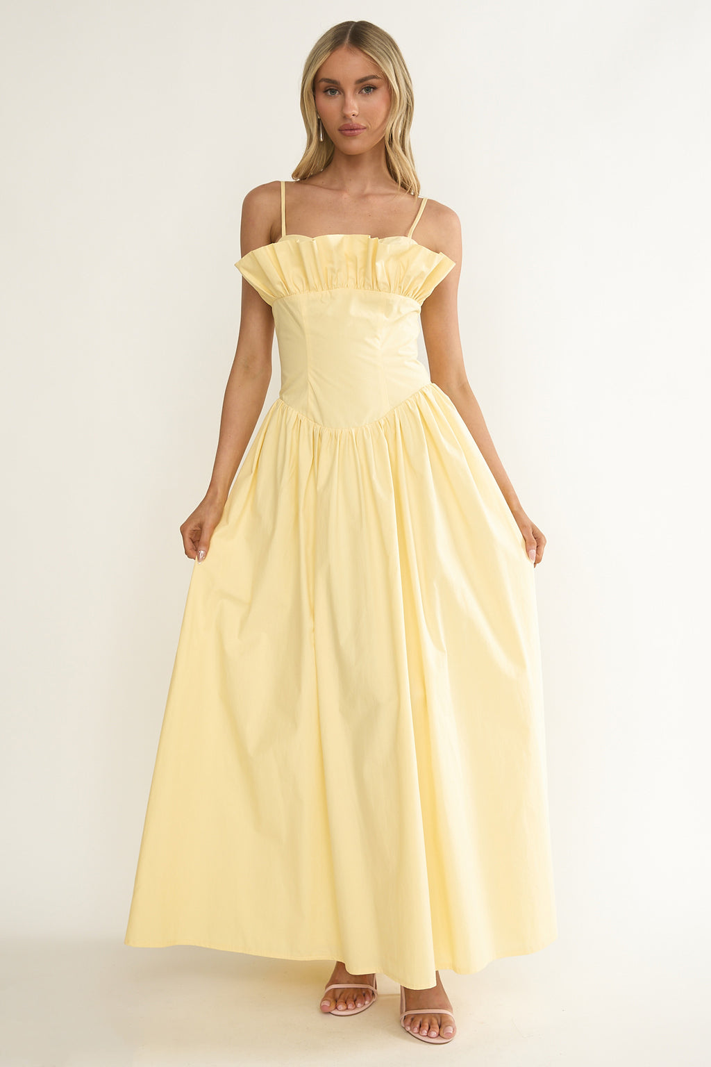 Pailin Frill Bust Maxi Dress Butter by Selfie Leslie Australia