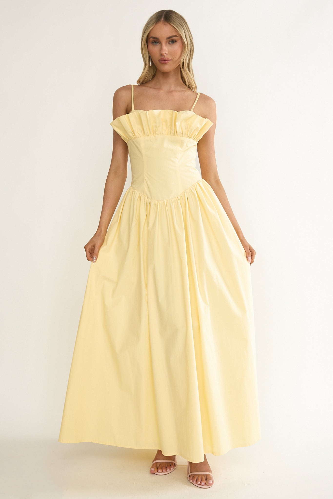 Pailin Frill Bust Maxi Dress Butter by Selfie Leslie Australia