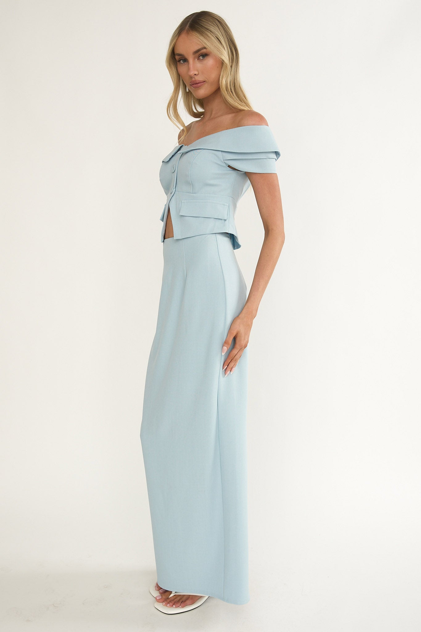 Maelie Column Maxi Skirt Blue by Selfie Leslie Australia