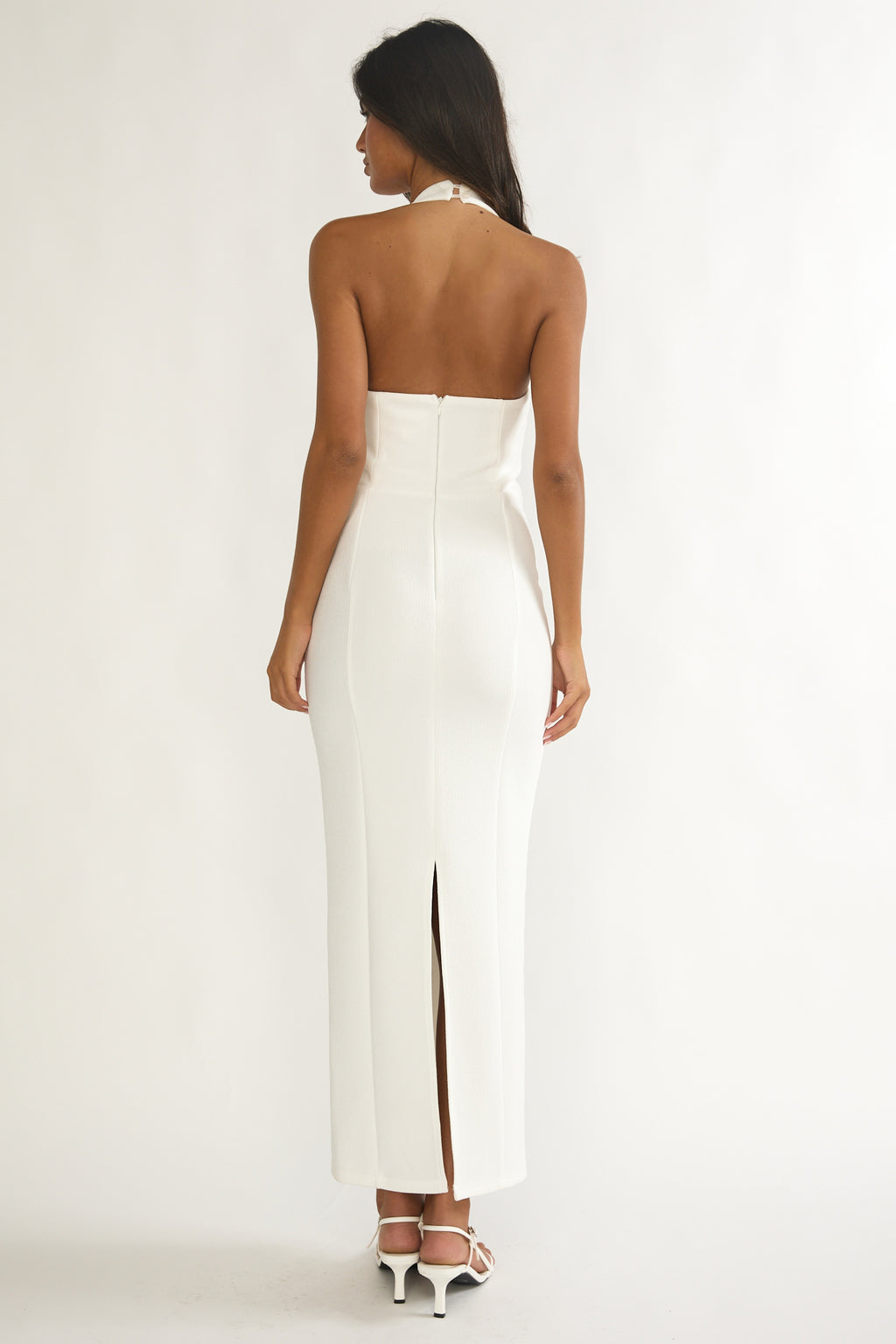 Shailyn Scoop Neck Halter Maxi Dress White by Selfie Leslie Australia