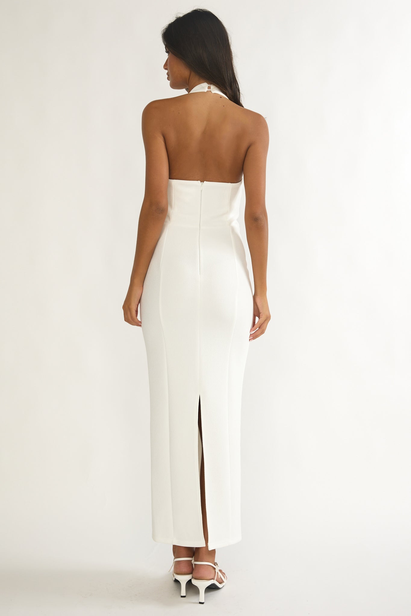 Shailyn Scoop Neck Halter Maxi Dress White by Selfie Leslie Australia