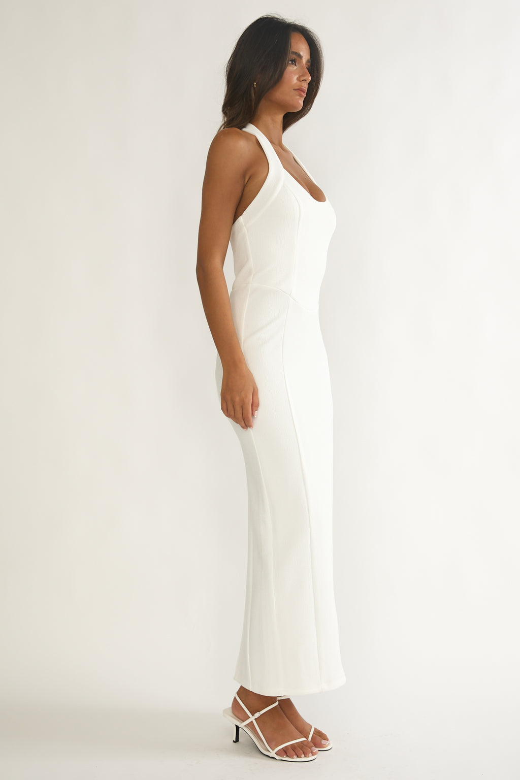Shailyn Scoop Neck Halter Maxi Dress White by Selfie Leslie Australia