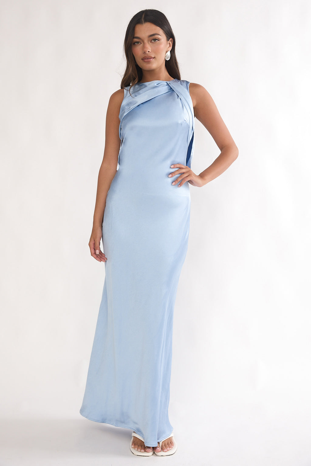 Levinia Draped Back Maxi Dress Blue by Selfie Leslie Australia