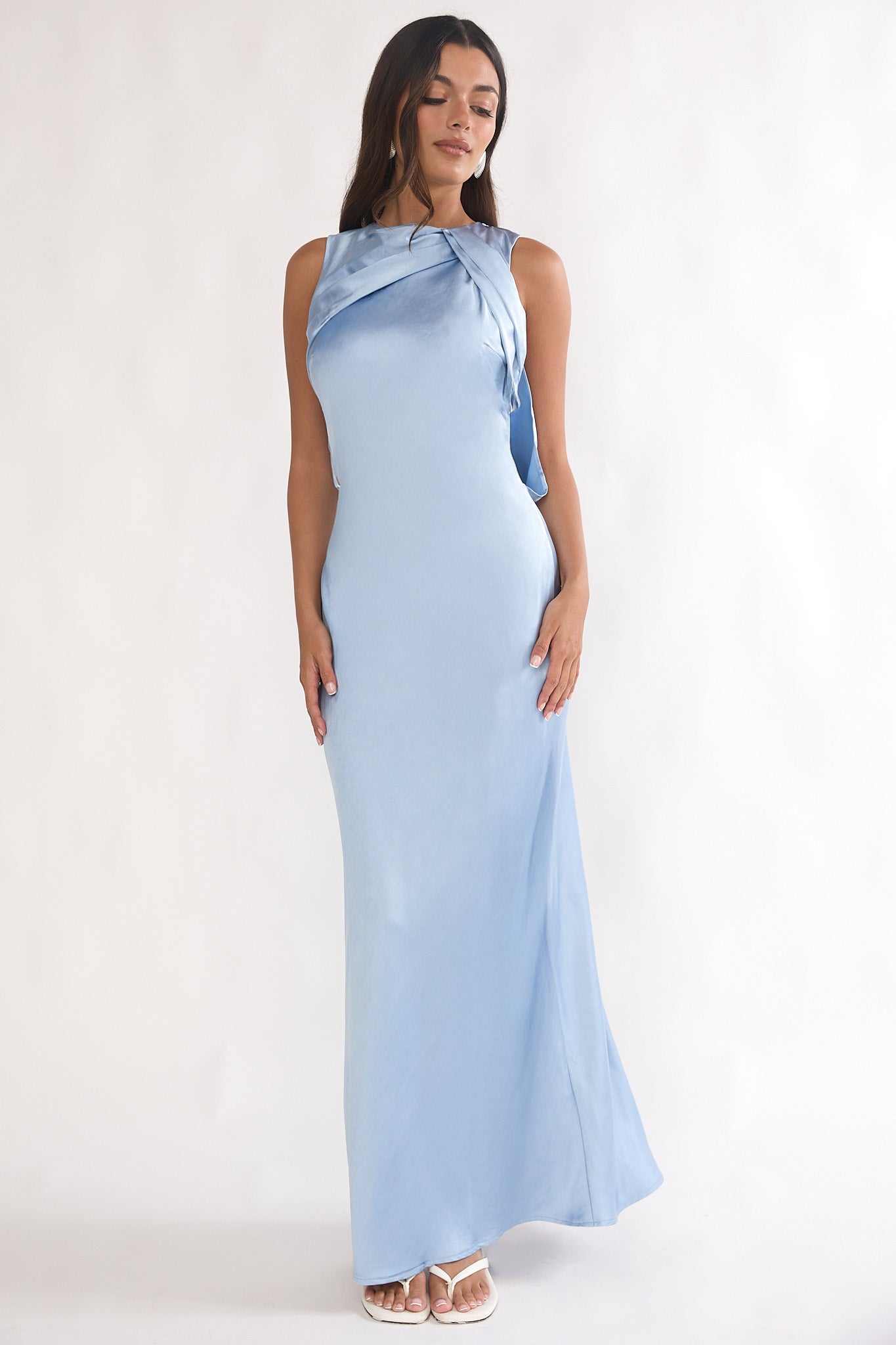 Levinia Draped Back Maxi Dress Blue by Selfie Leslie Australia
