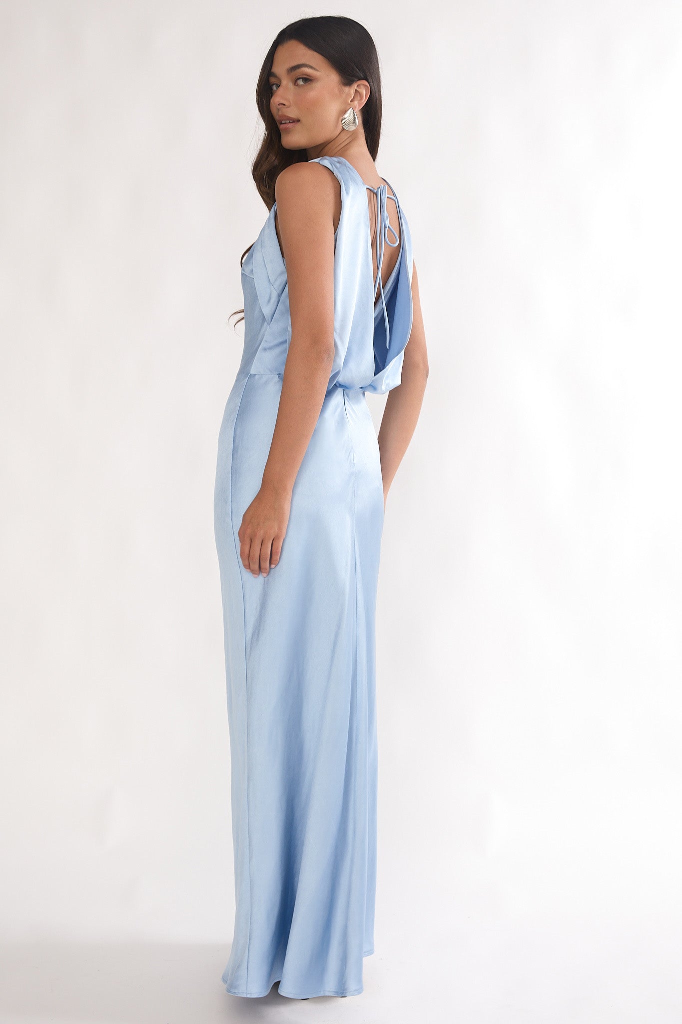 Levinia Draped Back Maxi Dress Blue by Selfie Leslie Australia