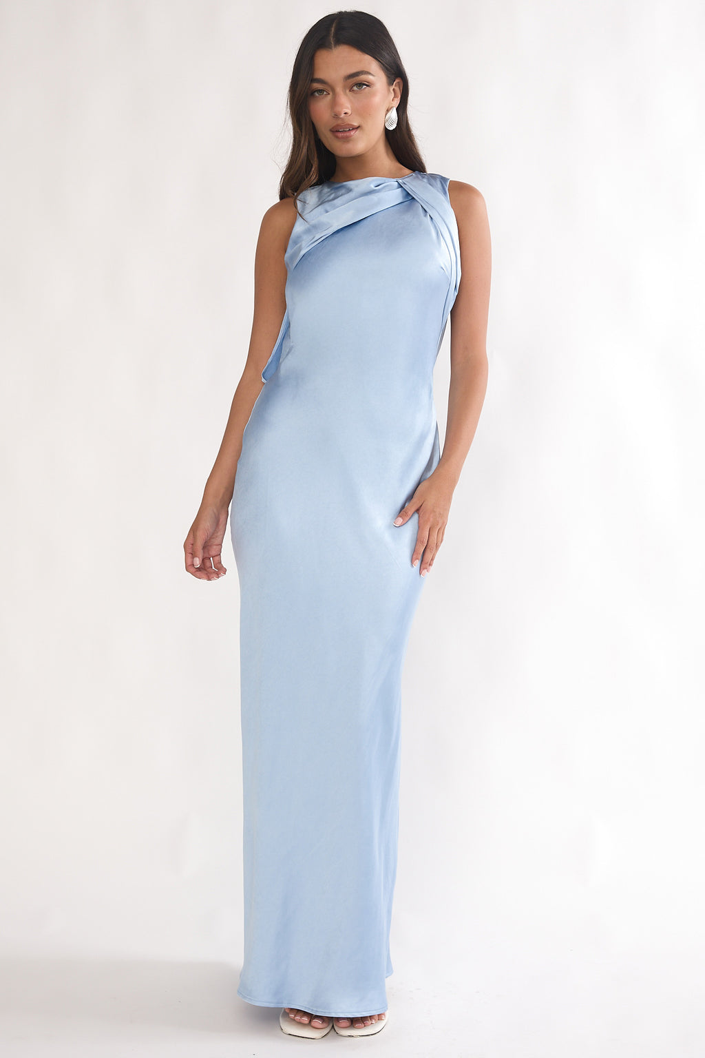 Levinia Draped Back Maxi Dress Blue by Selfie Leslie Australia